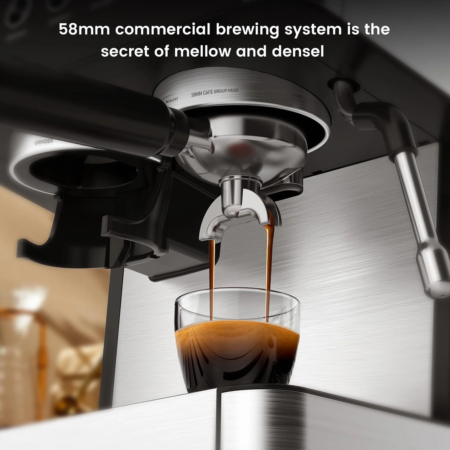 Electactic (Máquina de café espresso mejorada 2025 con amoladora, cafetera espresso profesional de 20 bar con diseño antiobstrucción, barra de vapor integrada para espumador de leche