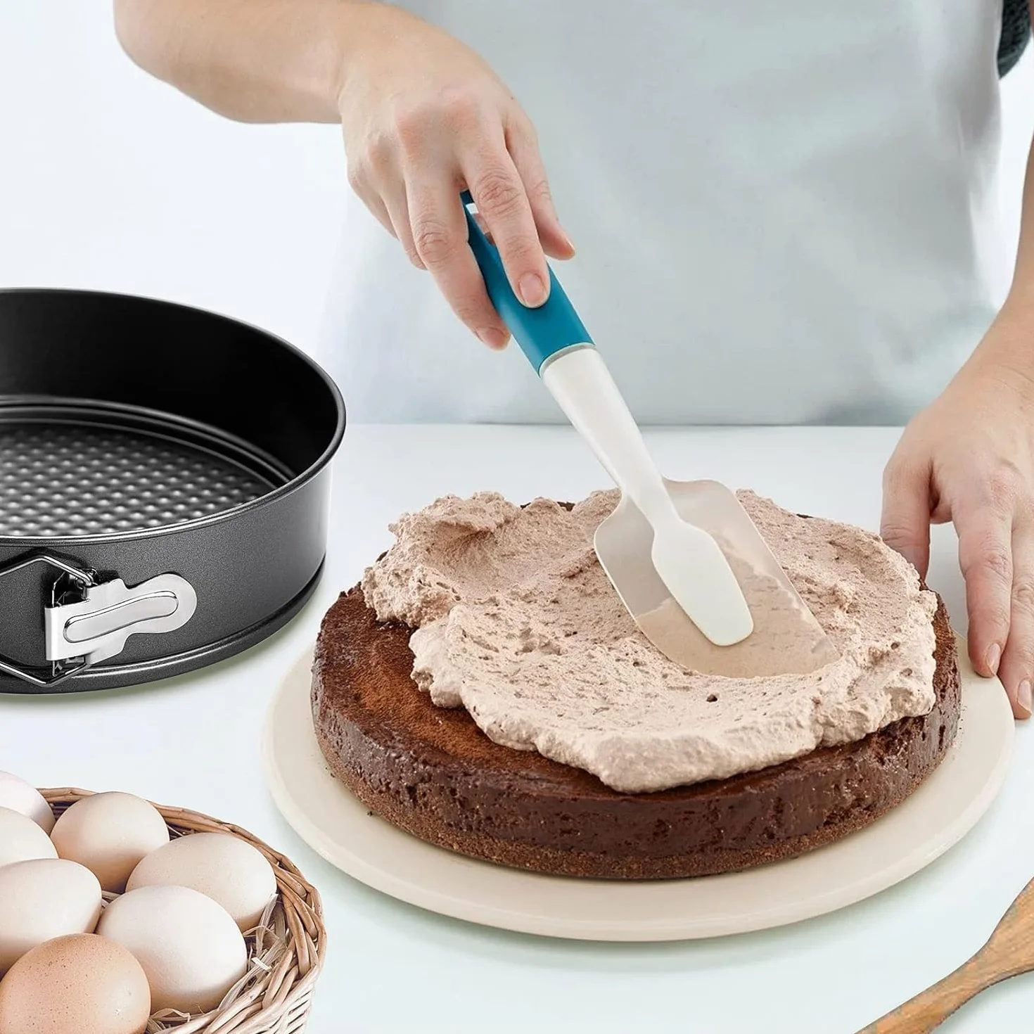 YXHZVON 3 Piezas Moldes para Pasteles Redondos, Molde para Pasteles Redondo de 18/20/22 cm, Juego de Moldes Antiadherentes de Acero Inoxidable para Repostería, Pasteles de Mousse (Negro)