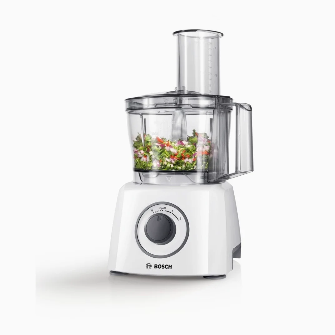 Bosch MCM3110W - Robot de cocina (2,3 L, Blanco, Giratorio, De plástico, Acero inoxidable, 800 W)