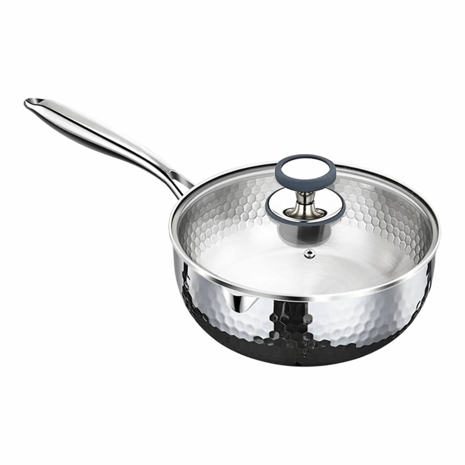 Cazo De Salsa Recipiente de Acero Inoxidable con Asa y Pico Vertedor | Cazo Pequeño Para Vapor Y Salsas Cocinar, Freír, Cocción Lenta, Hervir, Sopas, Comidas Saludables, Compatible Con Inducción