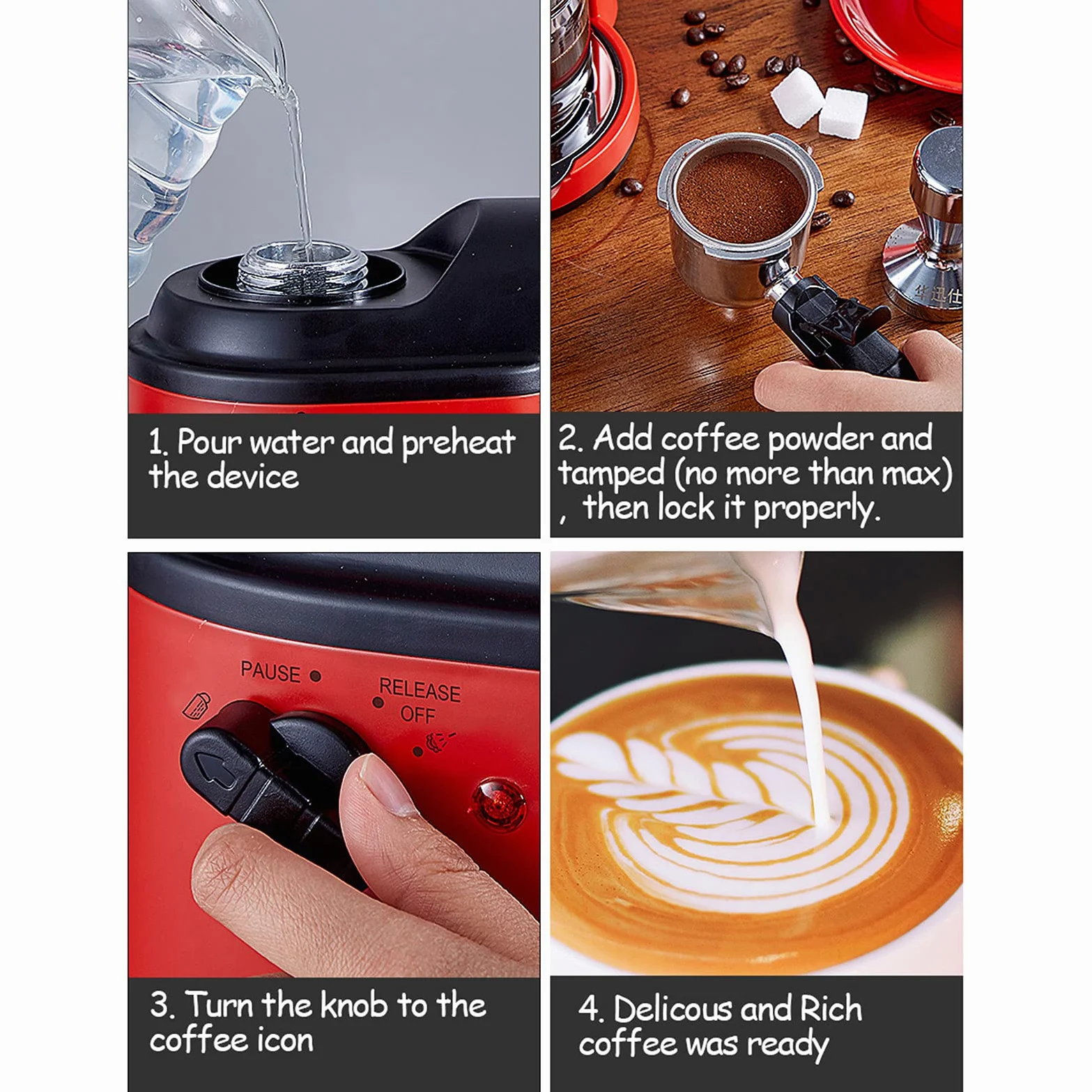 Máquina de café de filtro, máquina de espresso, cafetera de tanque de agua extraíble de alto rendimiento, filtro reutilizable de elaboración rápida (normativa británica)