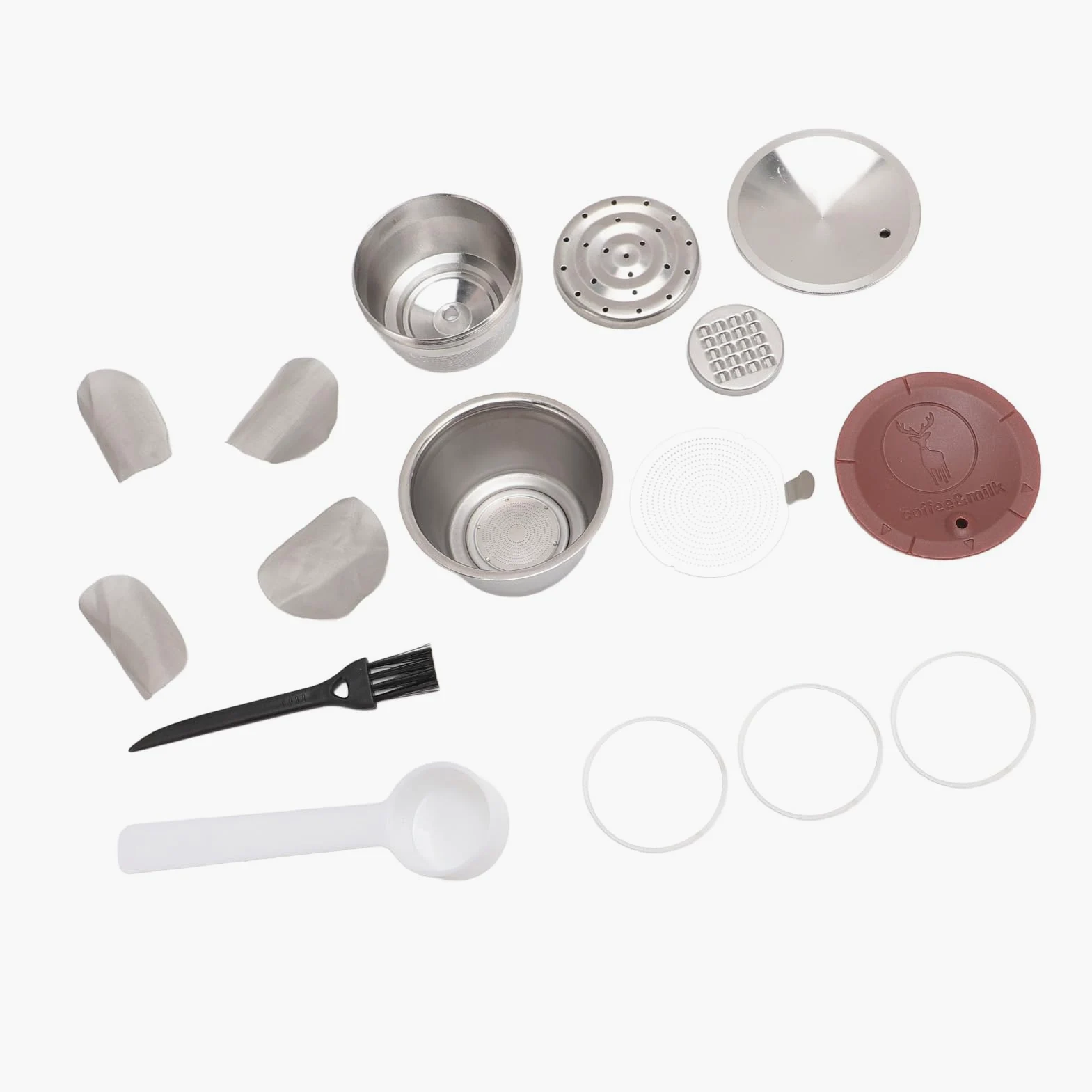 Cápsula de café de Acero Inoxidable, Cápsulas de Reutilizables, Cápsulas de café Recargables, Filtros de Tazas de Acero Inoxidable, Tapa de Silicona Fácil de Limpiar, Portátil,