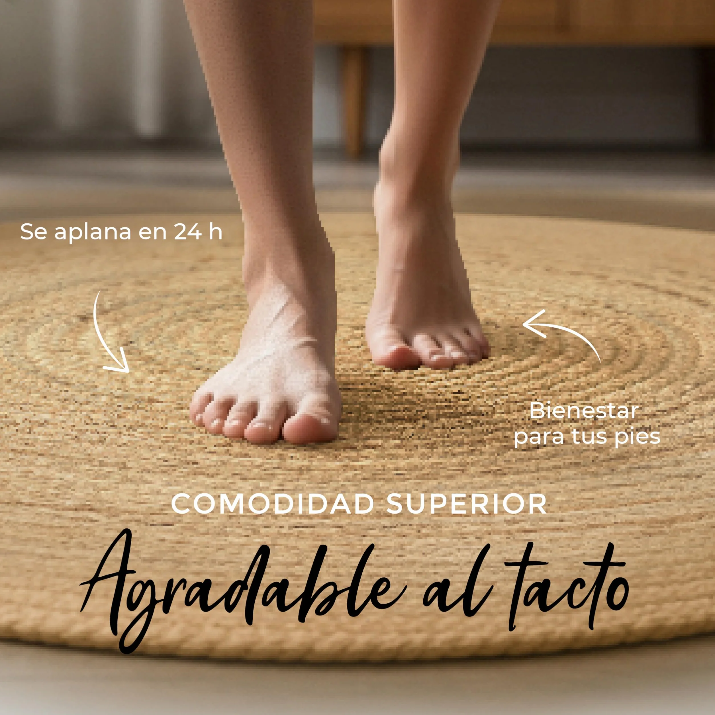 carpetfine Alfombra de Yute Nele Redonda Color Natural Beige Ø 90 cm Tejido a Mano con Yute | Alfombra Natural Moderna Uni Boho Tejido Plano Redonda para salón, Dormitorio, Pasillo y Cocina