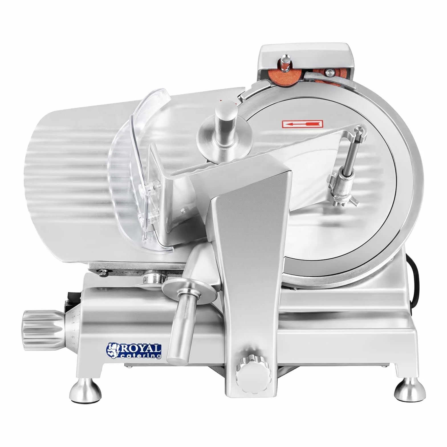 Royal Catering Cortafiambres Cortador De Fiambres Para Carnicería RCAM-250EXPERT (Cuchilla: Ø 250 mm, Corte hasta 12 mm, 180 W, Con afilador)
