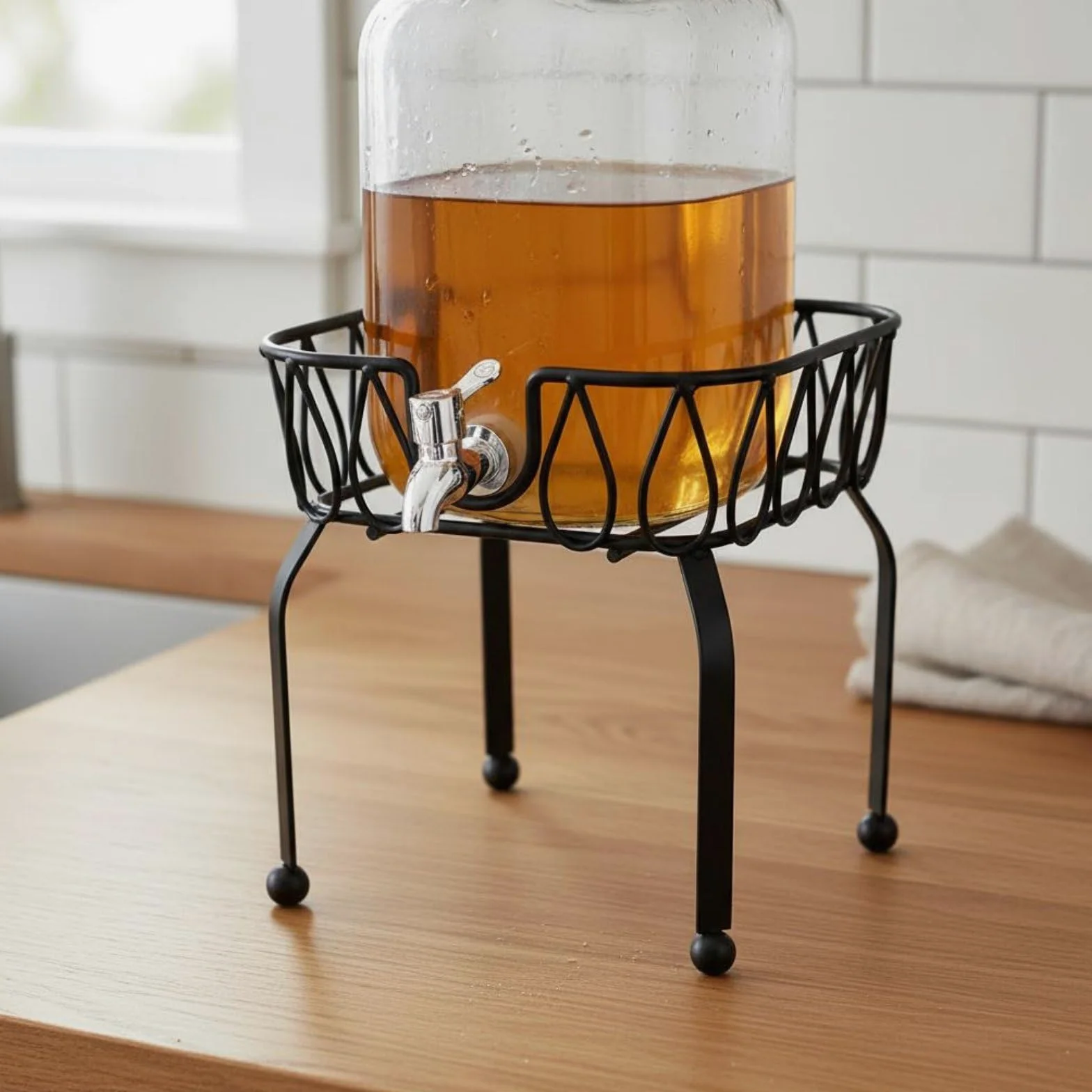 perfk Soporte Barril Base Resistente Estante Hierro Dispensador Fácil Uso Compatible con Diversos Envases en Buffets Reuniones, Negro, Rack 8L