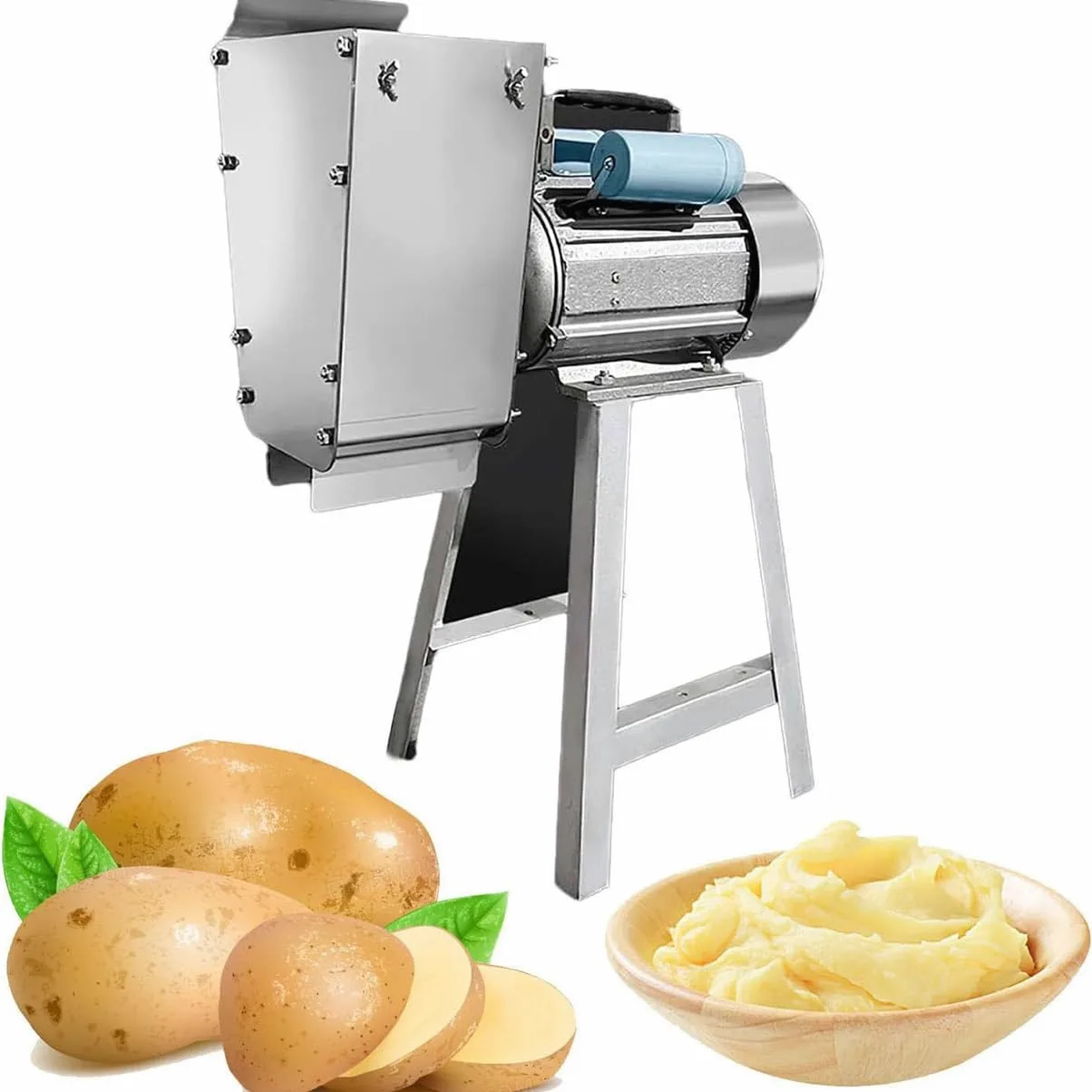 1100w Prensador De Papas De Acero Inox, Prensador De Papas Eléctrico Comercial, Prensa De Alimentos, Frutas Picadora De Verduras, Con Eje De Molienda De Precisión Y Engranaje, Rendimiento 100-200Kg/H