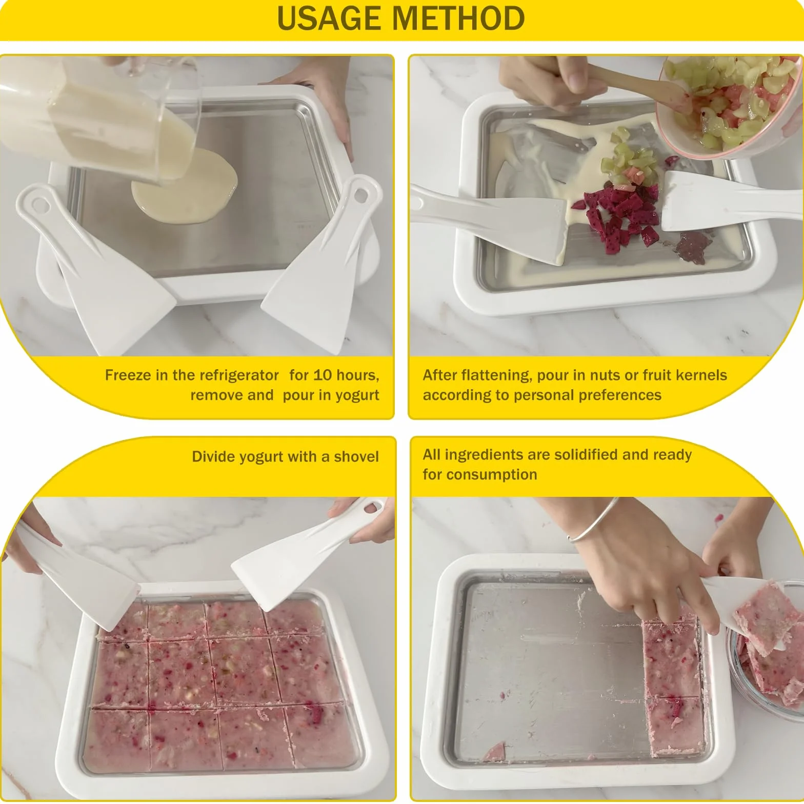 DBREAKS Fabricante de rollos de helado,Plancha para Helados,Maquina de hacer helados,INstant Ice Cream Roll Maker,Heladera Instantánea de acero inoxidable para helado de yogur helado sorbete,Blanco