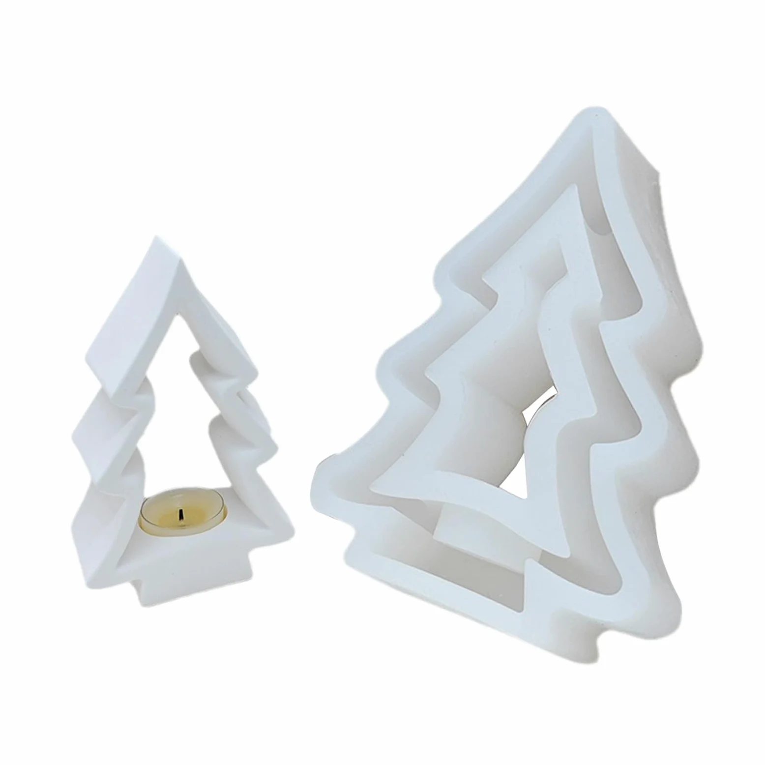 Moldes de silicona para árbol de Navidad, portavelas, moldes de yeso, molde para decoraciones navideñas, portavelas, molde de silicona, árbol de Navidad, portavelas, suministros para manualidades