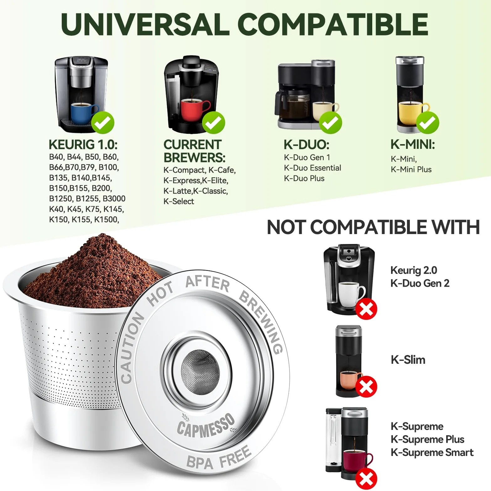 Paquete de 6 cápsulas de café reutilizables K Cups para Keurig 1.0: taza K Cup recargable de acero inoxidable, filtro de café reutilizable para cafetera Keurig 1.0, permanente, ecológico, diseño