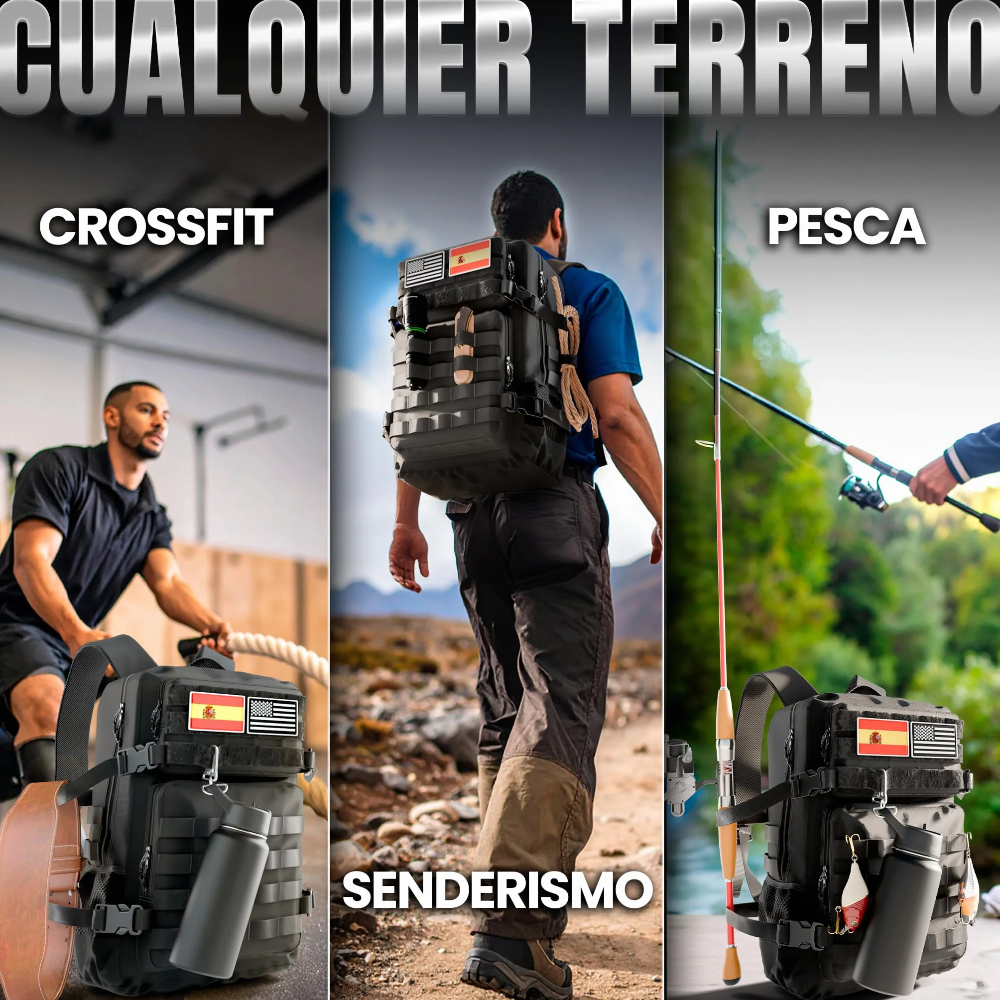 Mochila Crossfit Hombre Militar 45L Táctica Carga Pesada Supervivencia Montañismo