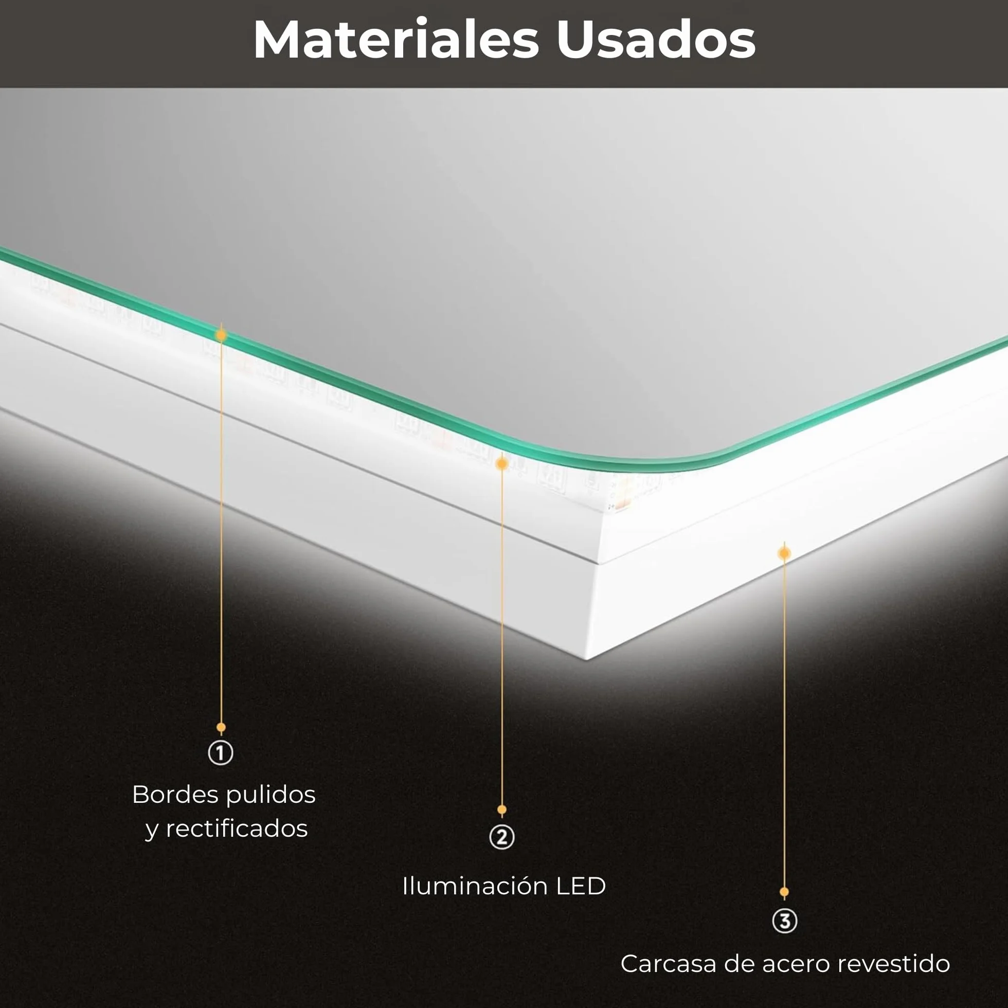 NOLUXA LEDIMEX - Espejo Retroiluminado 90x80cm con Luz LED y Antivaho para Baño | Espejo Inteligente Rectangular con Luz Frontal Fría 6500k y Sensor ON/Off | Serie Holanda