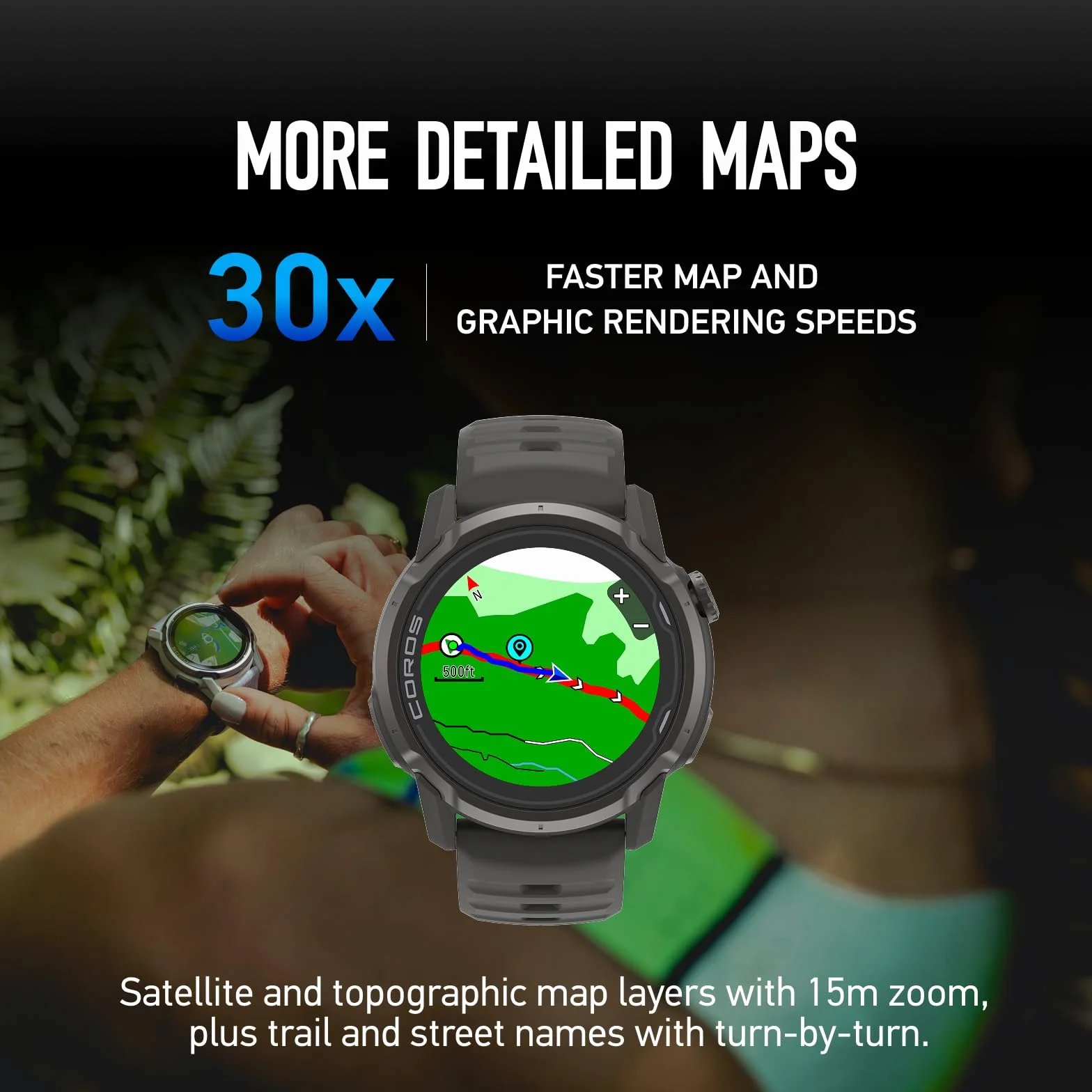 COROS Apex 4 46mm Reloj GPS con Pantalla Táctil MIP de 1.3", Mapas Globales con Navegación por Pasos, Batería de 41 Días, Llamadas sin Manos, Negro