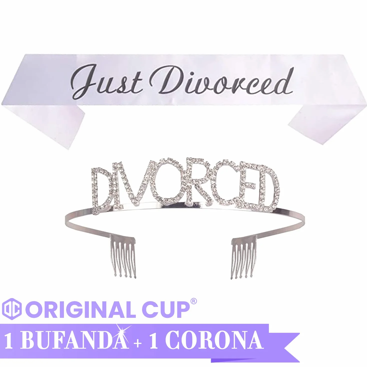 Original Cup Breakup® - Corona y Bufanda para Fiestas de Divorcio - Decoraciones y Disfraces para Fiestas de Divorcio - Fiestas Temáticas para Divorciadas Idea de Regalo 100% Divertida para Mujeres