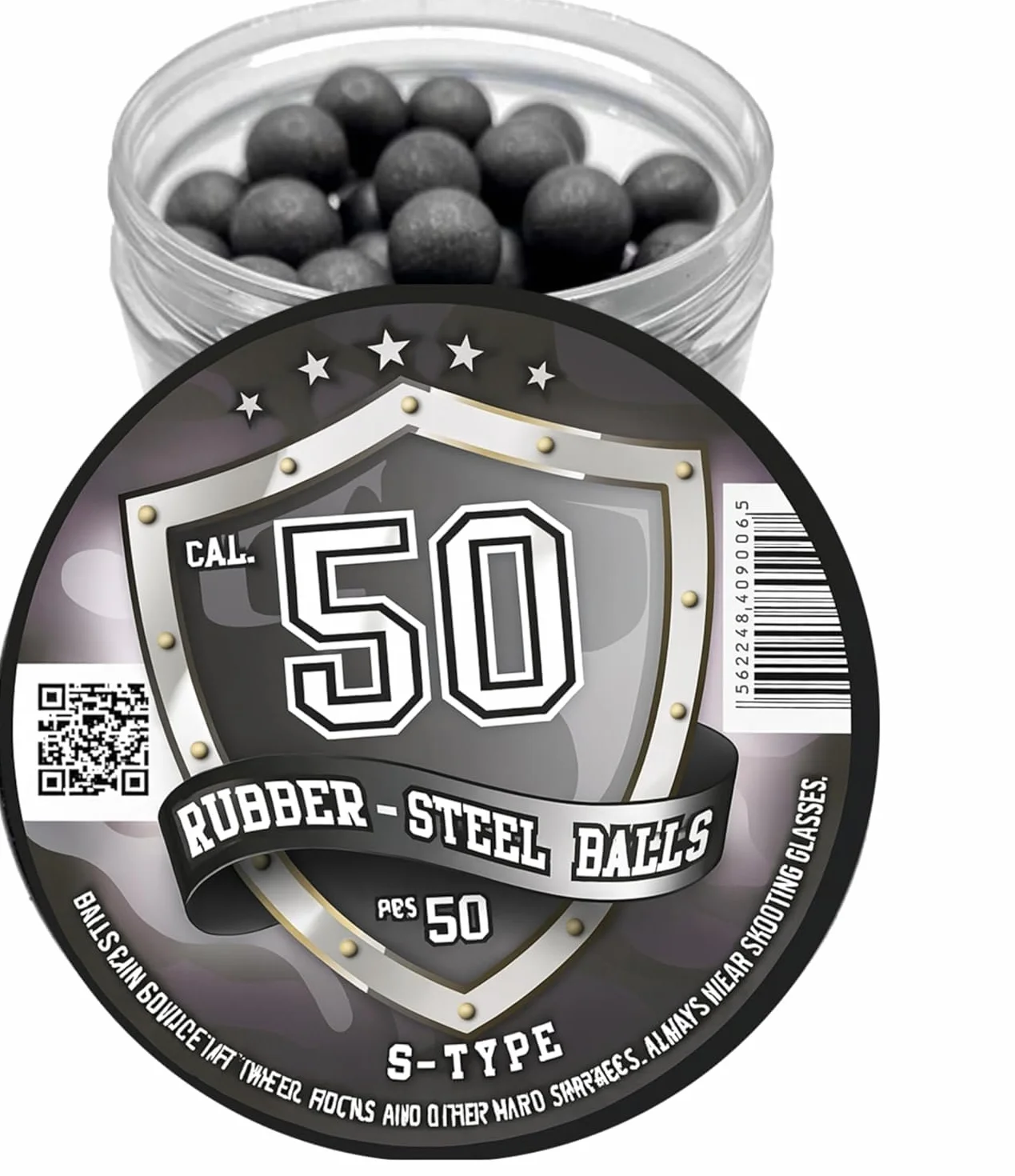 Bolas de acero de goma dura calibre 50 2,7 gramos reutilizables proyectiles paintballs para entrenamiento pistolas defensa hogar tipo S