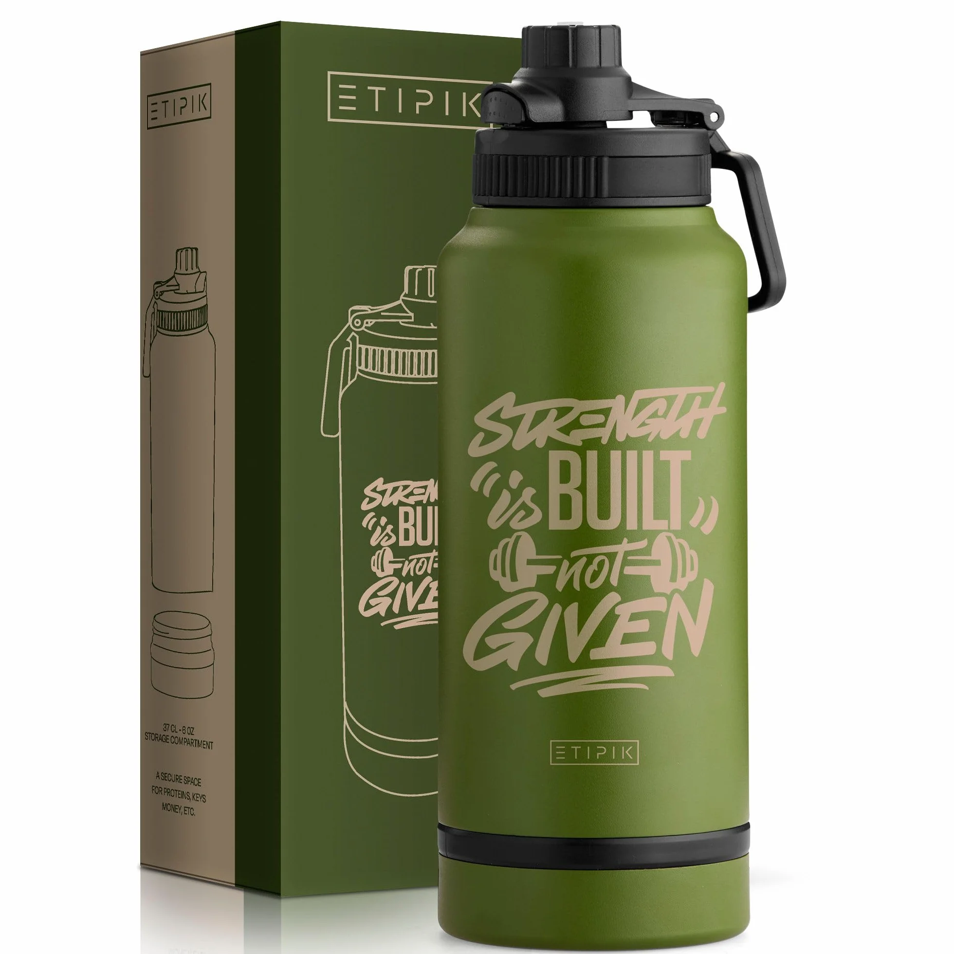 Botella térmica acero inoxidable doble pared 94 cl 32 oz tapa pulsador deportiva