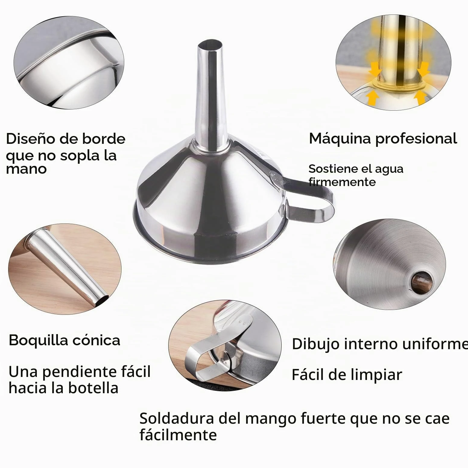 Embudo PequeñO De Acero Inoxidable Embudo De Filtrado Juego Con Colador Juego Filtro Tamiz Conjunto Acero Inoxidable