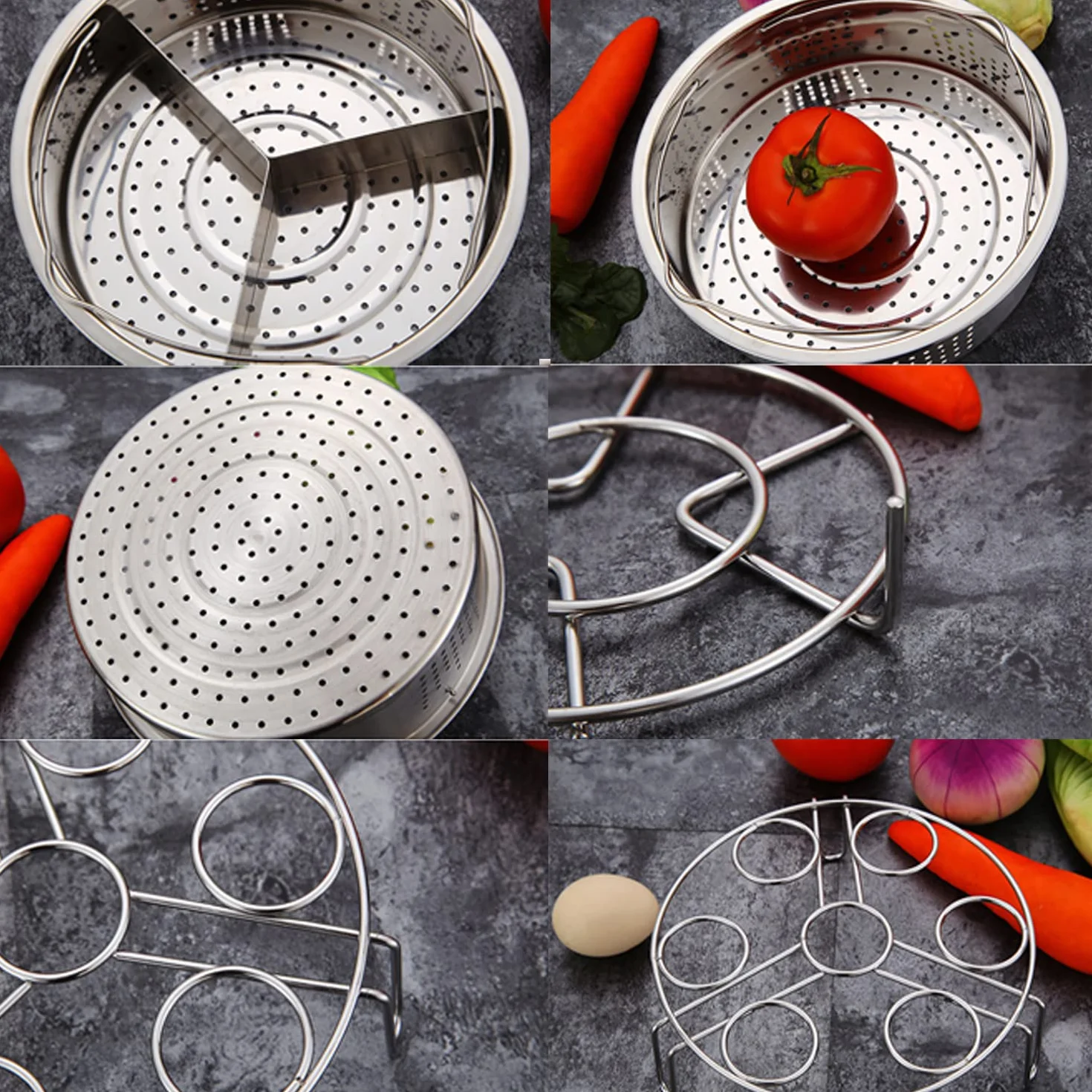3 Piezas Rejillas Vaporera, Rejilla Vaporera Divisor, Rejilla Vaporera Huevos, Cesta Vapor Acero Inoxidable, Accesorios Olla Presión, Pared Divisoria Vaporera, para Verduras, Carne, Postres, Huevos