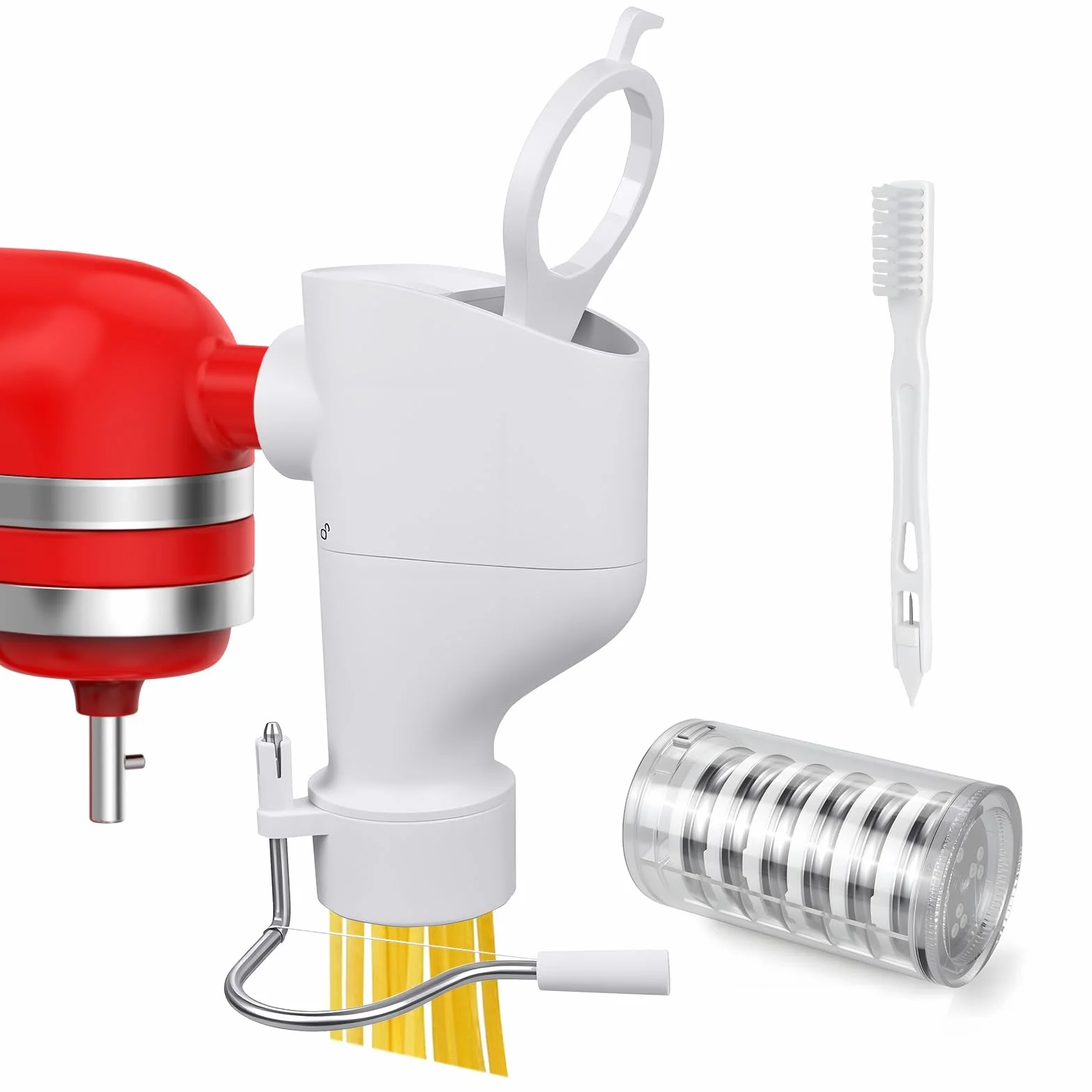 Accesorio Prensa de Pasta para KitchenAid Batidoras de MMOBIEL – Máquina para Hacer Pasta con 7-in-1 Placas Intercambiables para Fusilli, Rigatoni, Espagueti, Bucatini, Fettuccine y Macarrones