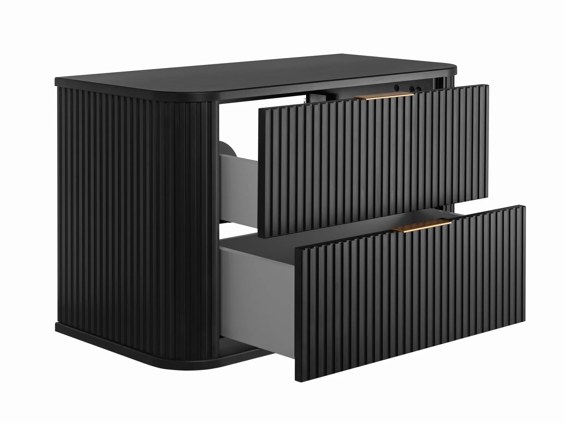 Mueble de baño Negro con Tirador Dorado, 80,4 x 51,7 x 41,5 cm