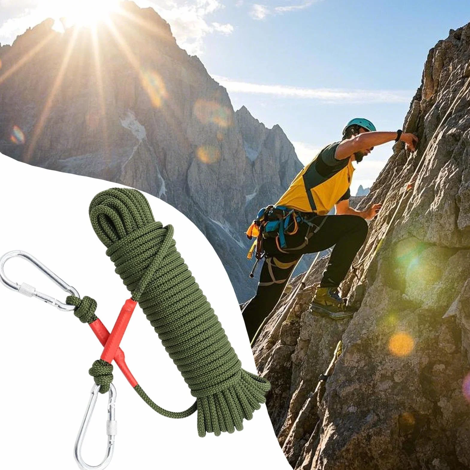 Cuerda De Escalada Estática 5 Metros Nylon para Seguridad Y Rescate Equipo De Tracción Exterior