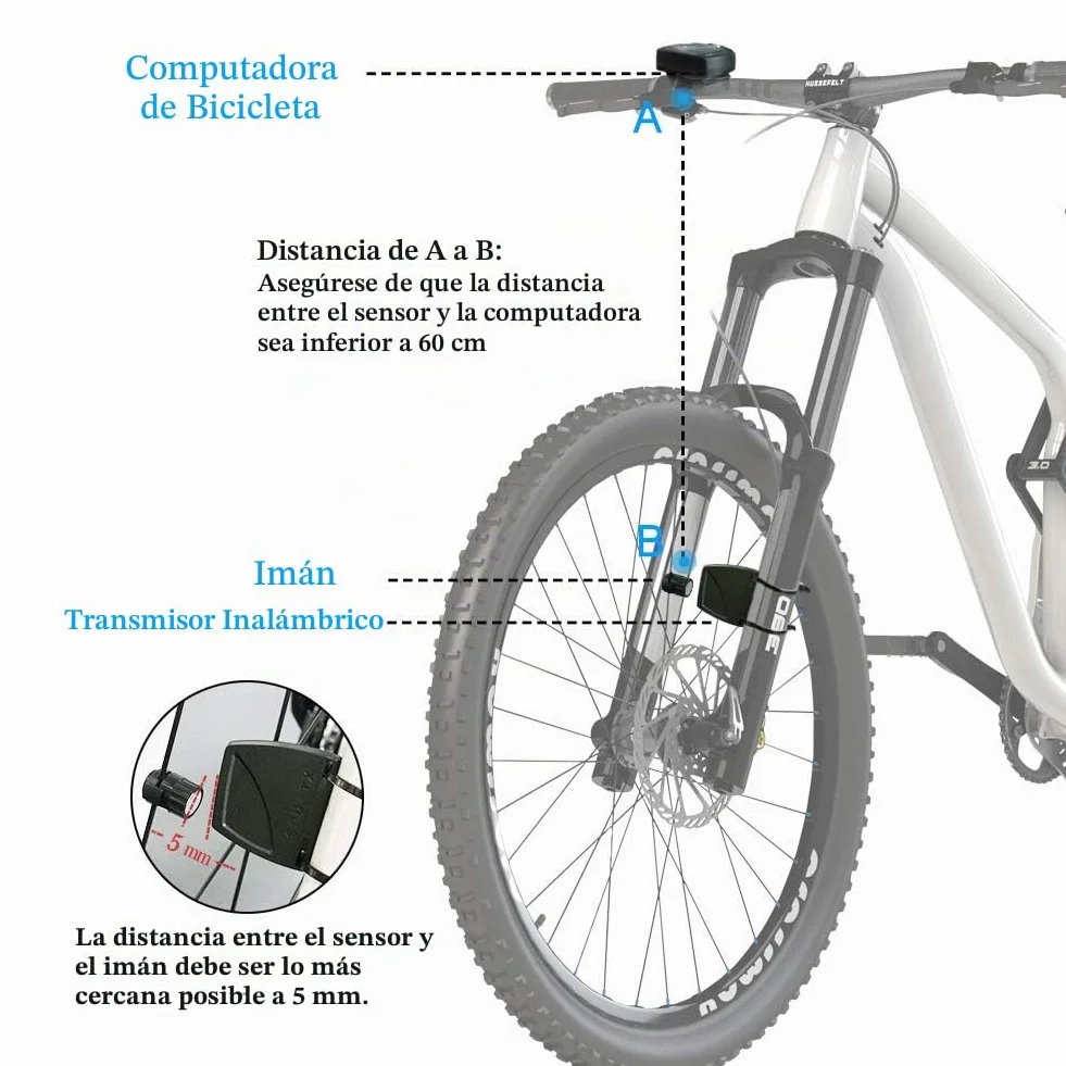Velocímetro de bicicleta inalámbrico impermeable con odómetro multifunción LCD retroiluminado