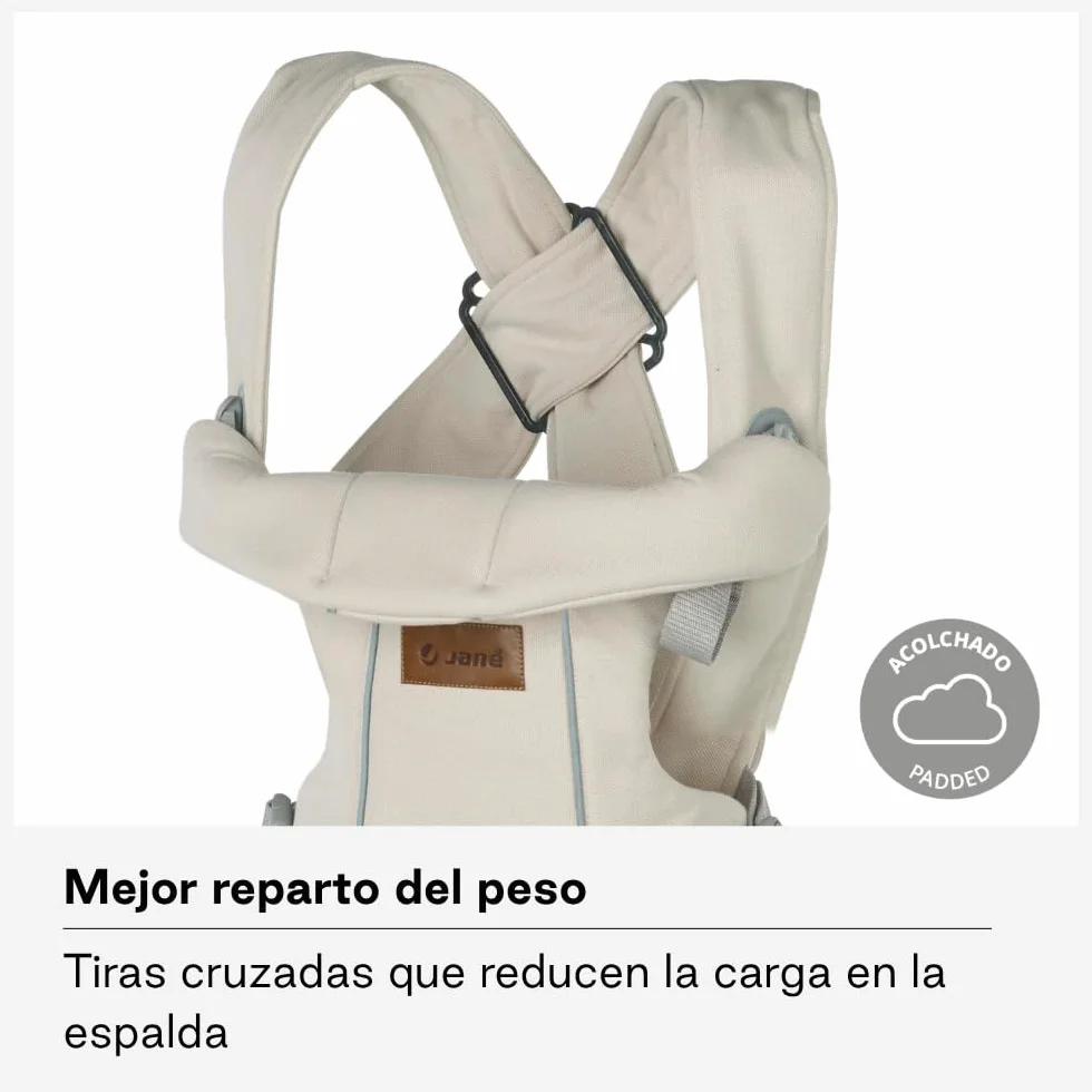 Jané Dual Mochila Portabebé Ergonómica, 3,5-15 kg, 3 Posiciones, Transpirable, Beige