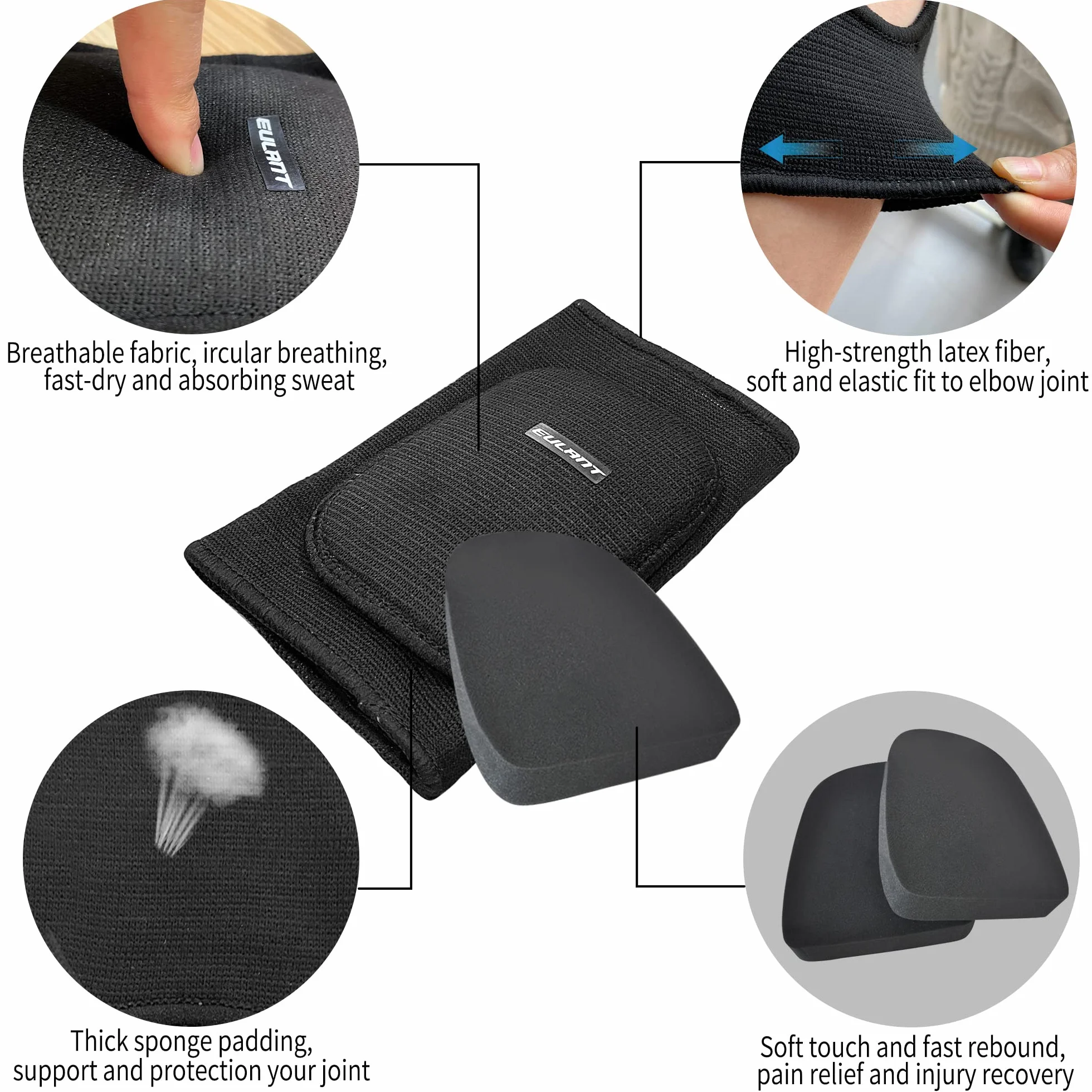 EULANT Coderas con Acolchada Elástico Protector Codo para Portero Deportes