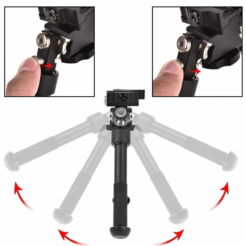 Aluminum Alloy Bipod 360 Degree Rotation Picatinny 20mm Rail Mount