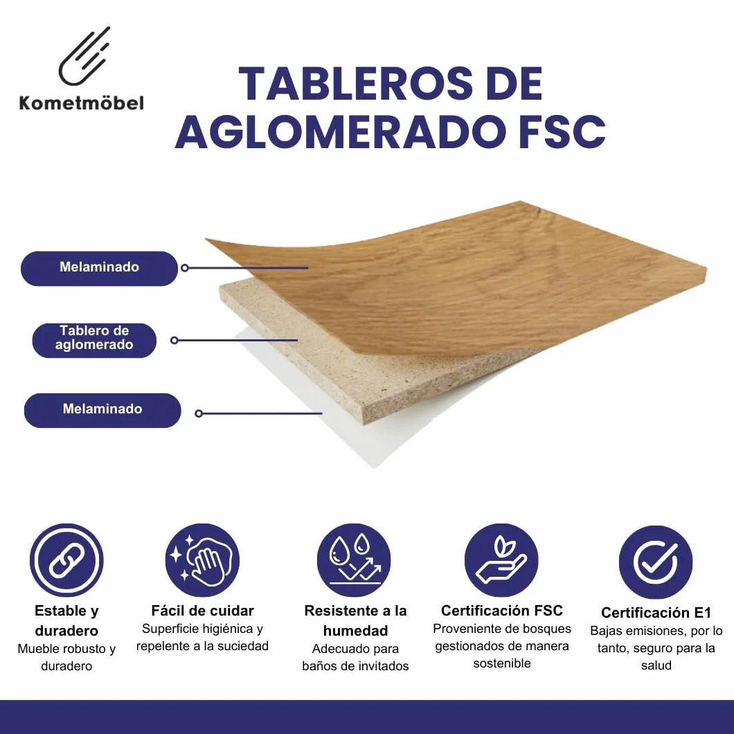 Conjunto Mueble de baño 40 cm con Lavabo y Espejo 100% montado de fábrica (Roble 40cm, con Espejo)