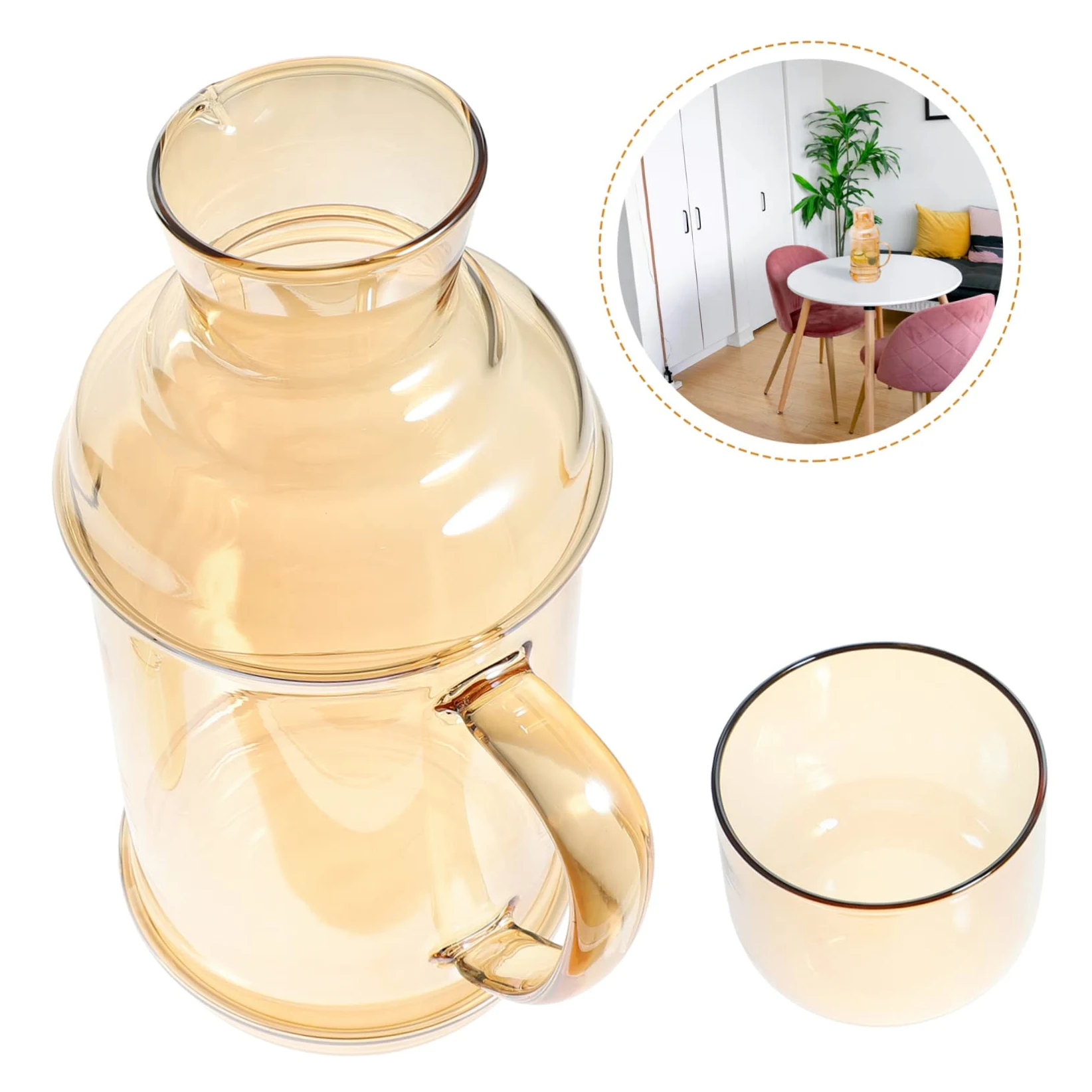 Ciieeo Jarra de Agua Fría Hogar Recipiente de Vidrio para Té Helado Jarra de Agua Práctica Mesita de Noche