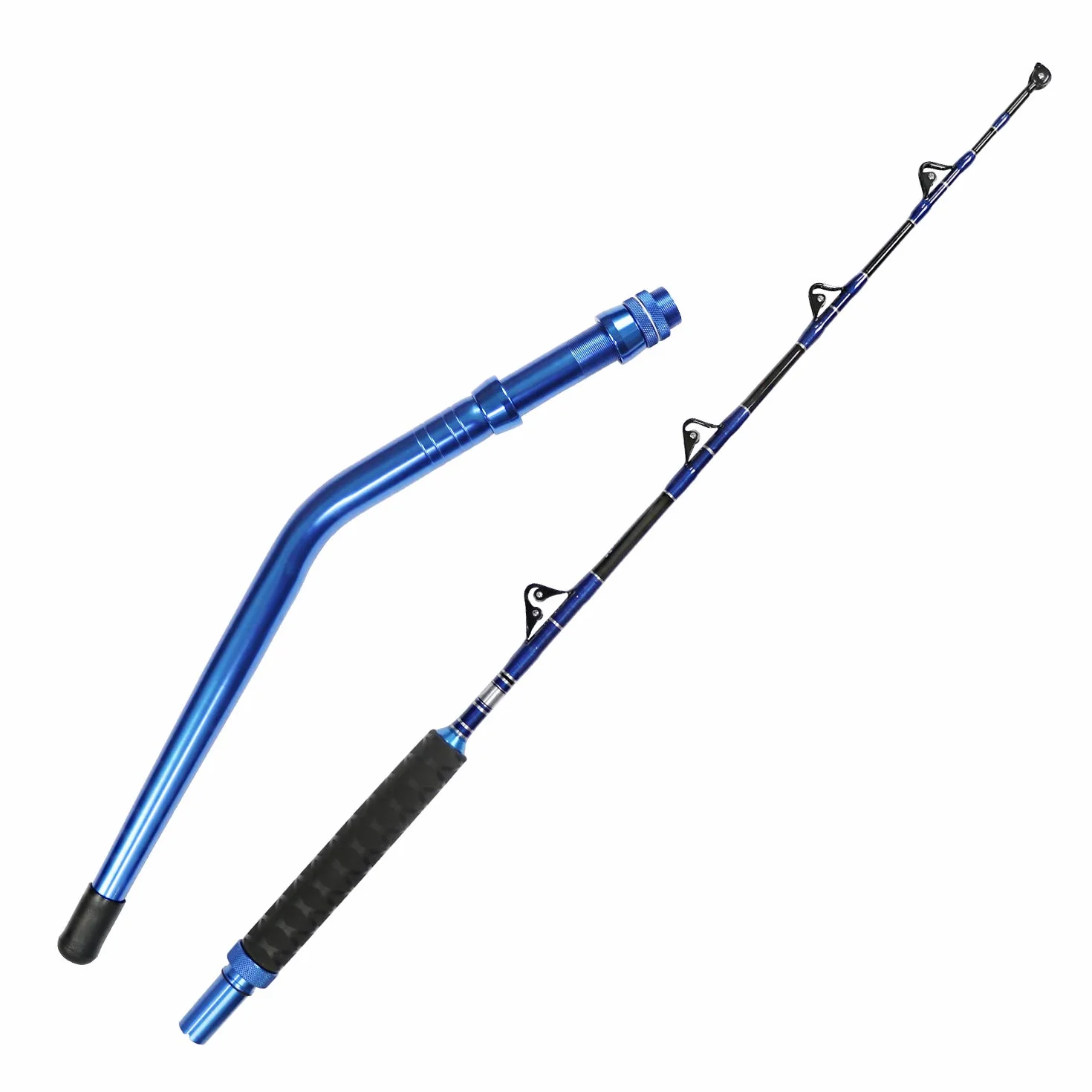Fiblink Caña de Pescar 2 Piezas Agua Salada Convencional Barco Guías Rodillo 30-50 lbs 5'6"