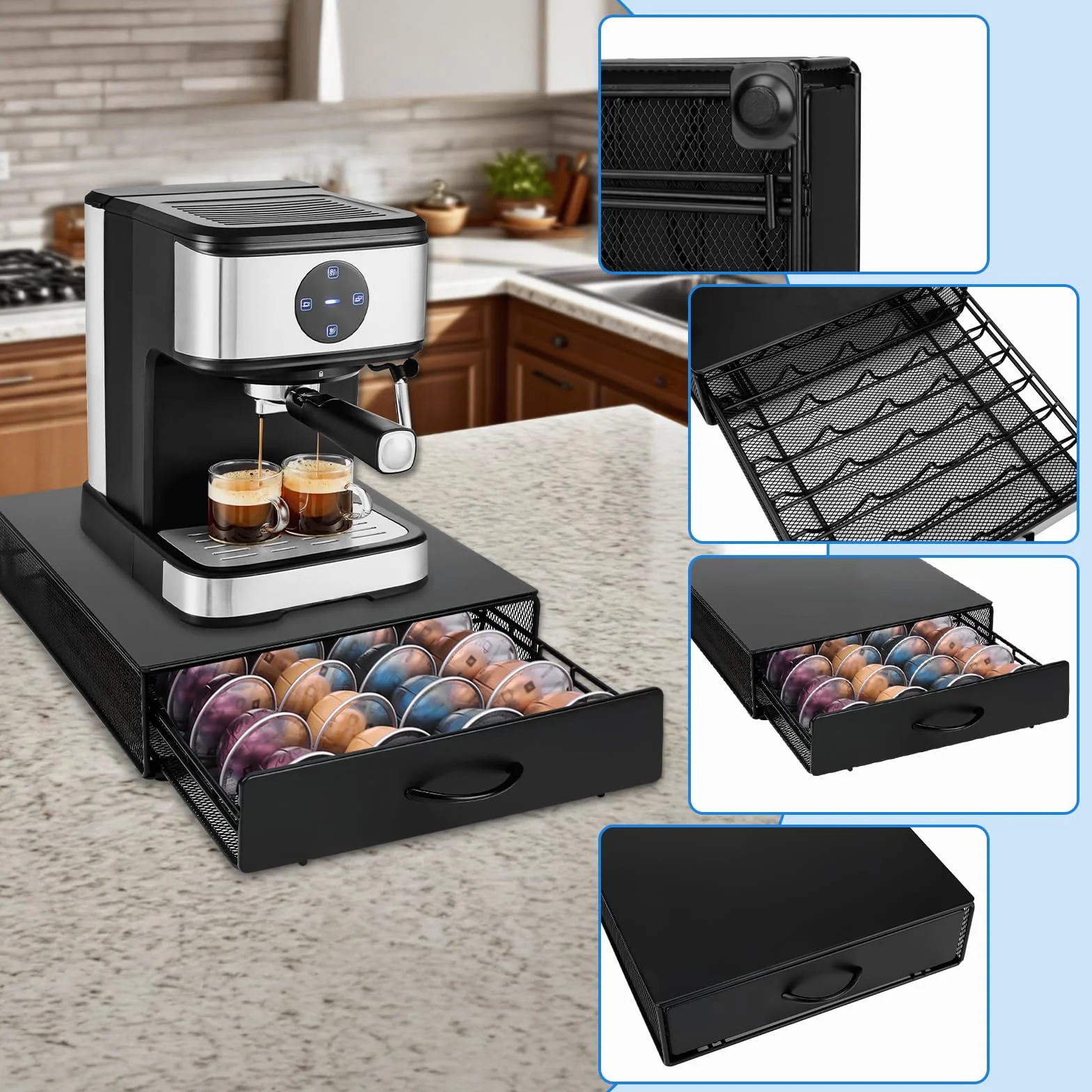 JOYBOY Soporte para Cápsulas de Café,Soporte Organizador,Dispensador Capsulas Compatible,Cajón para Almacenar Cápsulas,Soportes para Cápsulas de Café para 40 Cápsulas Vertuoline