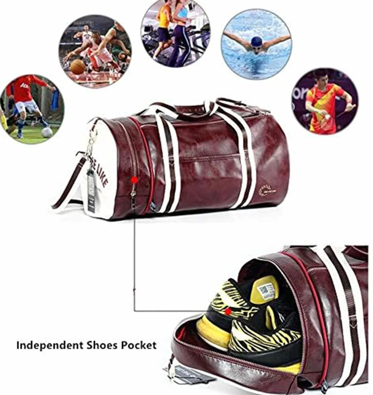 Bolsa De Deportes PU Estilo Vintage Gran Capacidad Unisex Entrenamiento Físico