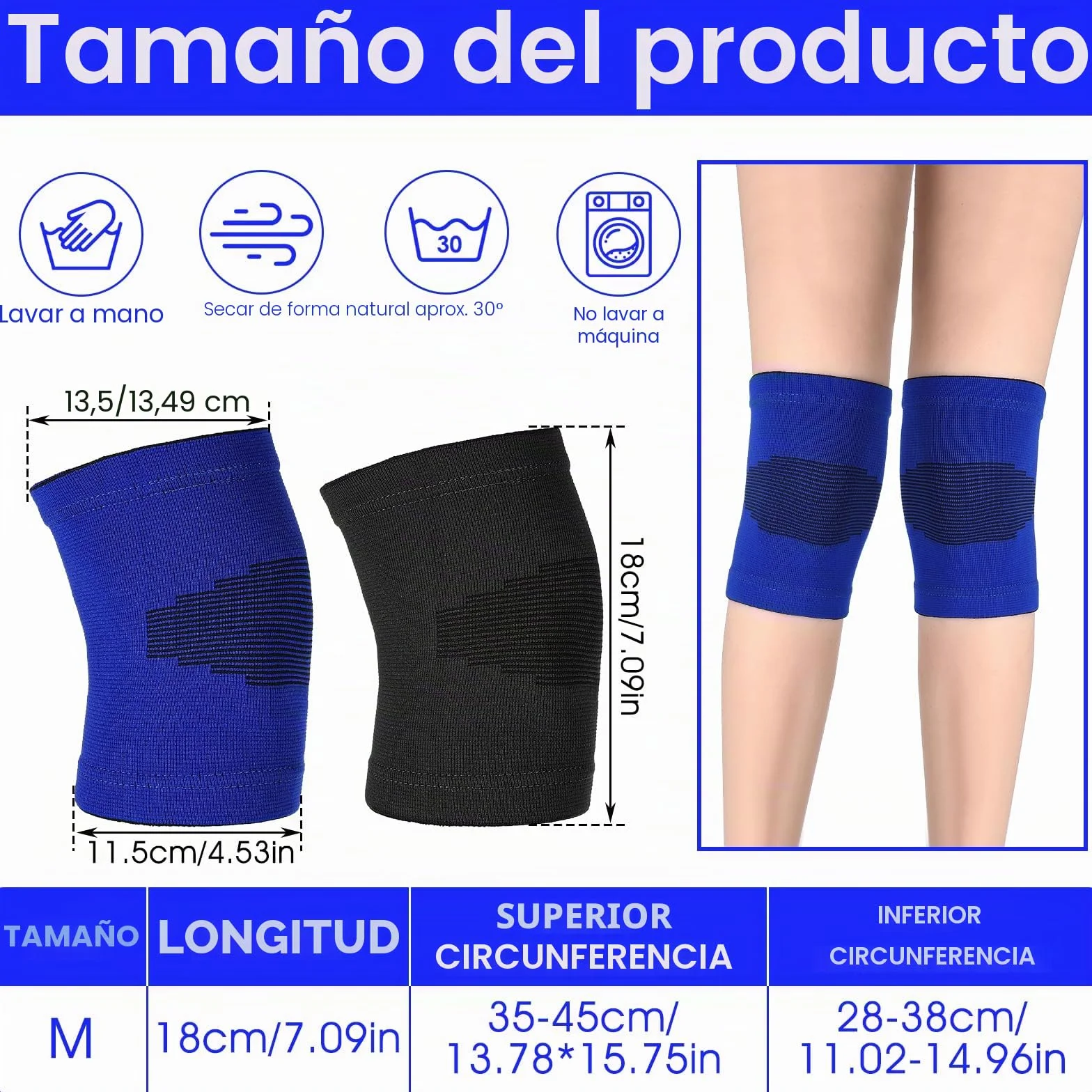 Rodilleras para niños de balonmano y voleibol transpirables, elásticas y suaves (Azul)