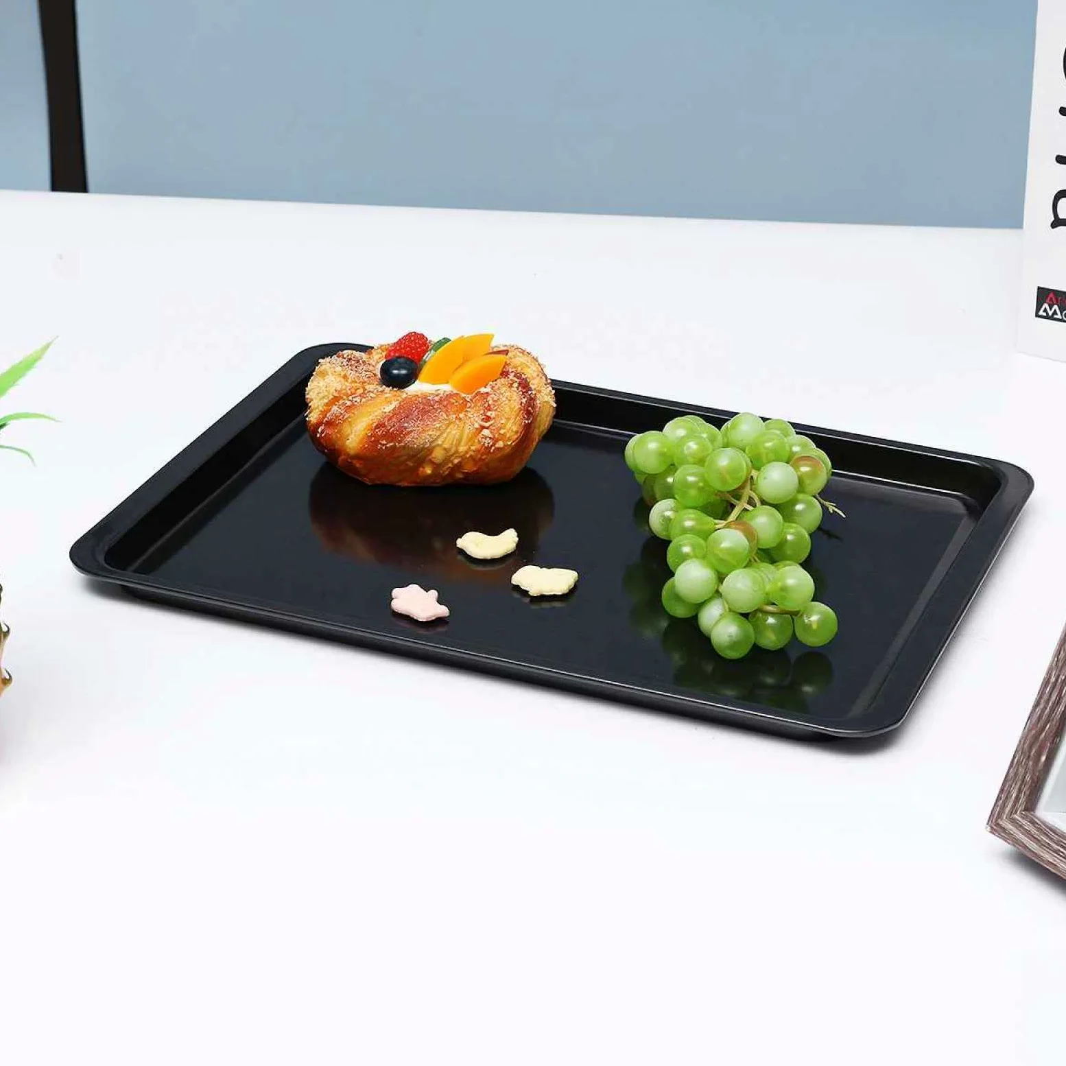 Bandeja para hornear de metal rectangular de acero al carbono antiadherente bandeja para hornear pan bandeja para hornear horno negro bandeja para hornear DIY sartenes para hornear 14 pulgadas