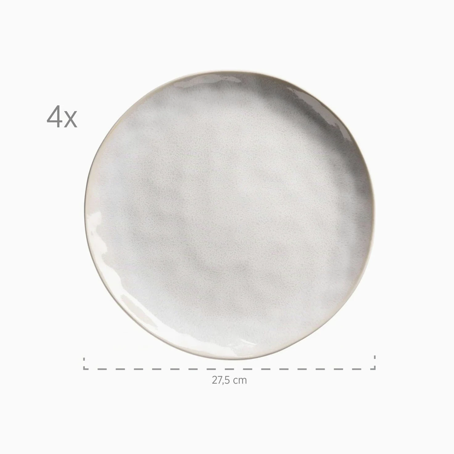 MÄSER Serie Frozen - Vajilla de cerámica para 4 personas, 16 piezas, con formas orgánicas, servicio moteado, color blanco