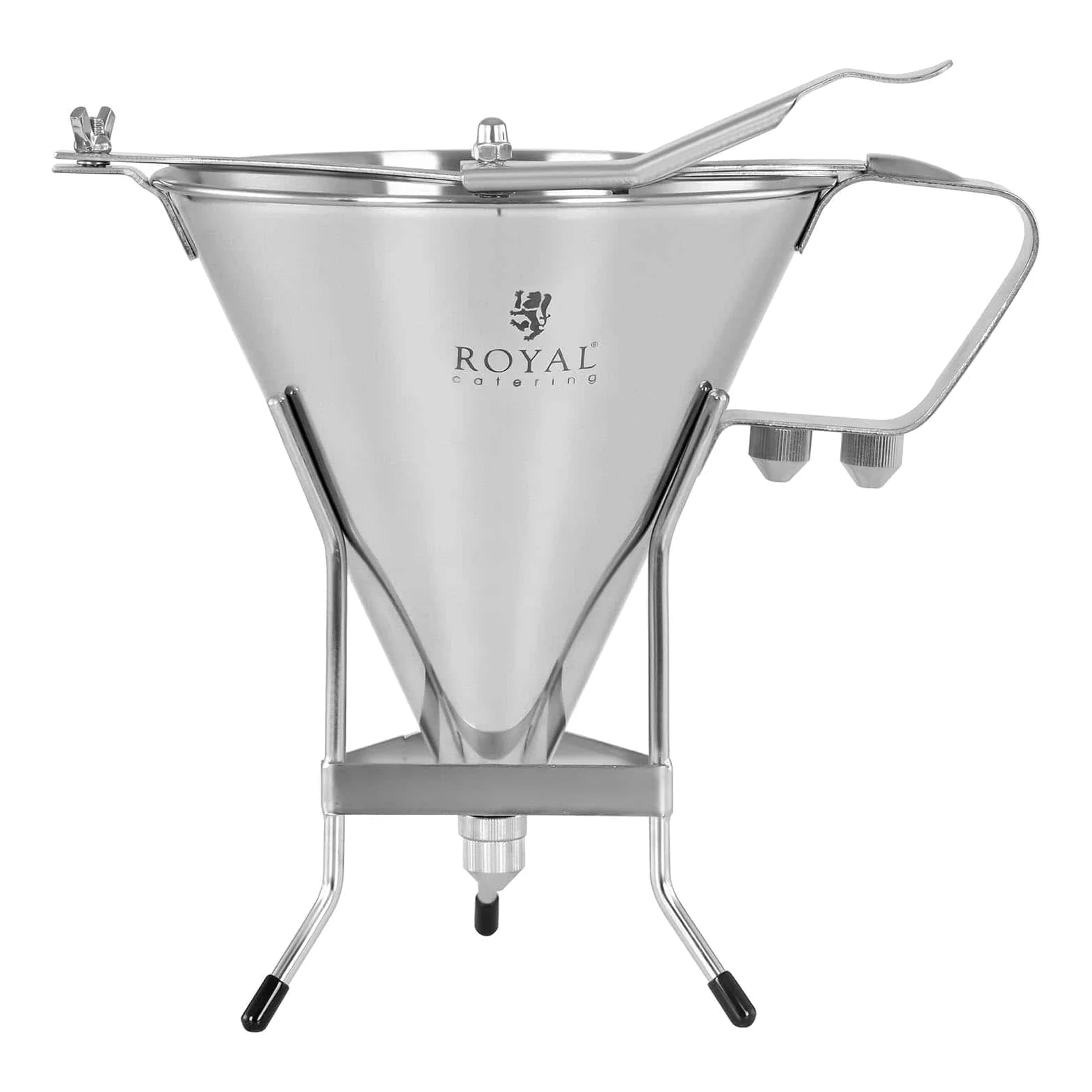 Royal Catering Embudo para Salsas Dosificador Profesional RCSD-11 (Fabricado en acero inoxidable, Capacidad: 1,8 L, Boquillas de dosificación: 4, 5, 6 mm)