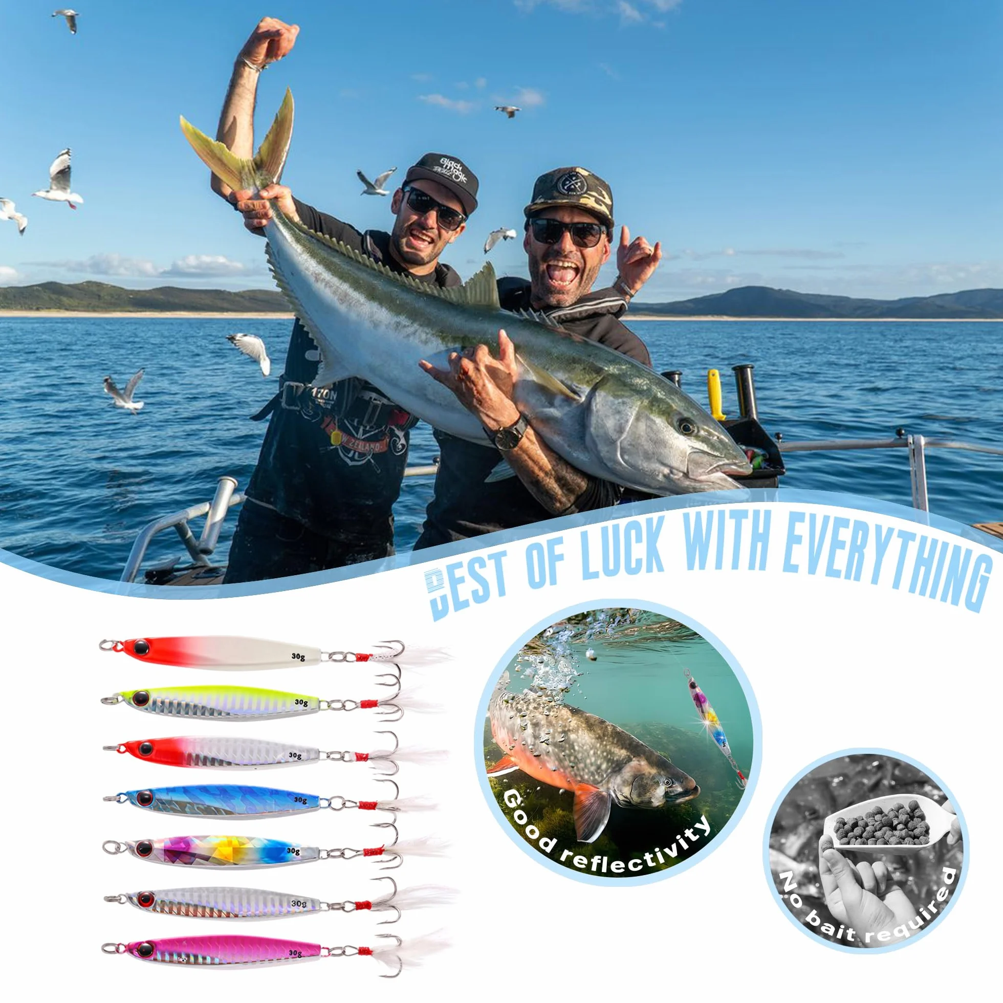 Jig de Señuelos 7 Piezas, Cucharas de Metal con Pluma, Cebos Artificiales para Trucha