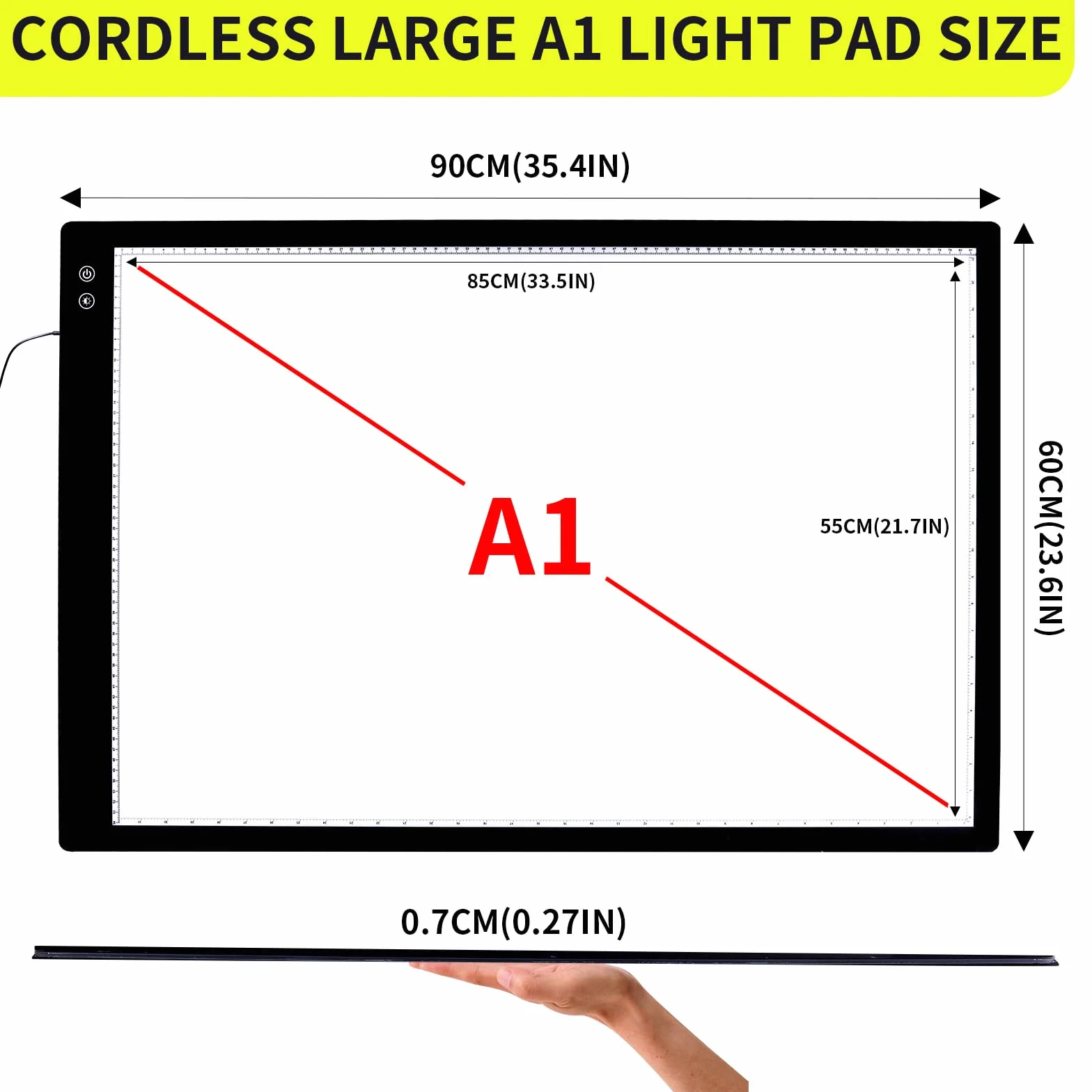YINGWOND mesa de luz A1 recargable Mesa de Luz LED inalámbrica portátil, brillo ajustable de nivel 6, para pintura de diamantes, pintura, arte