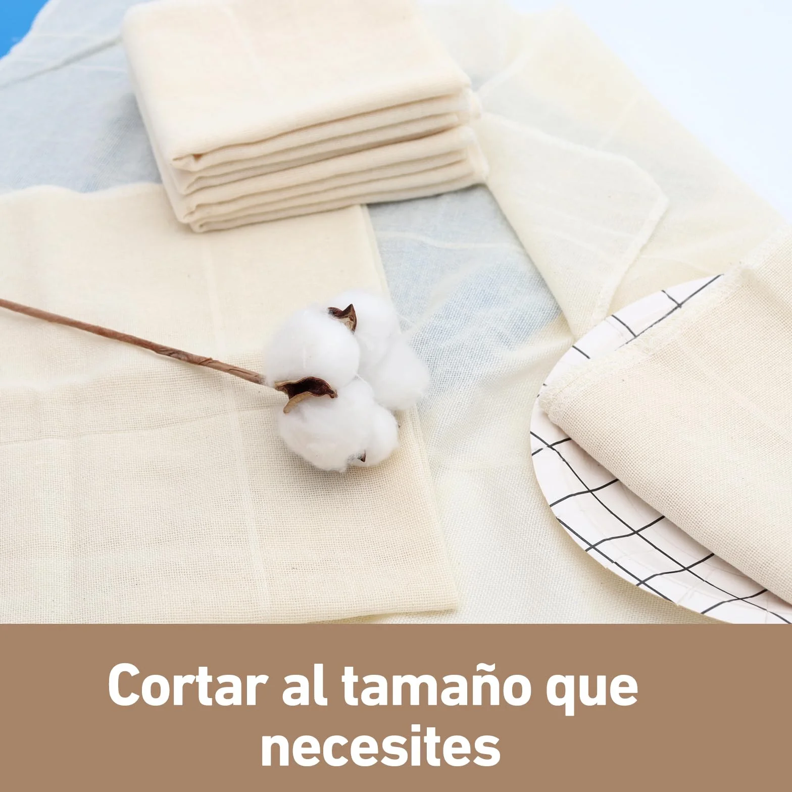 4 Piezas Colador de Tela，Súper Fino y Lavable Colador Tela 50 x 50 cm，Reutilizable Cheese Cloth，Estameña Para Filtrar Leche de Almendras, Zumos, Batidos de Frutas, Tofu (4 Piezas)