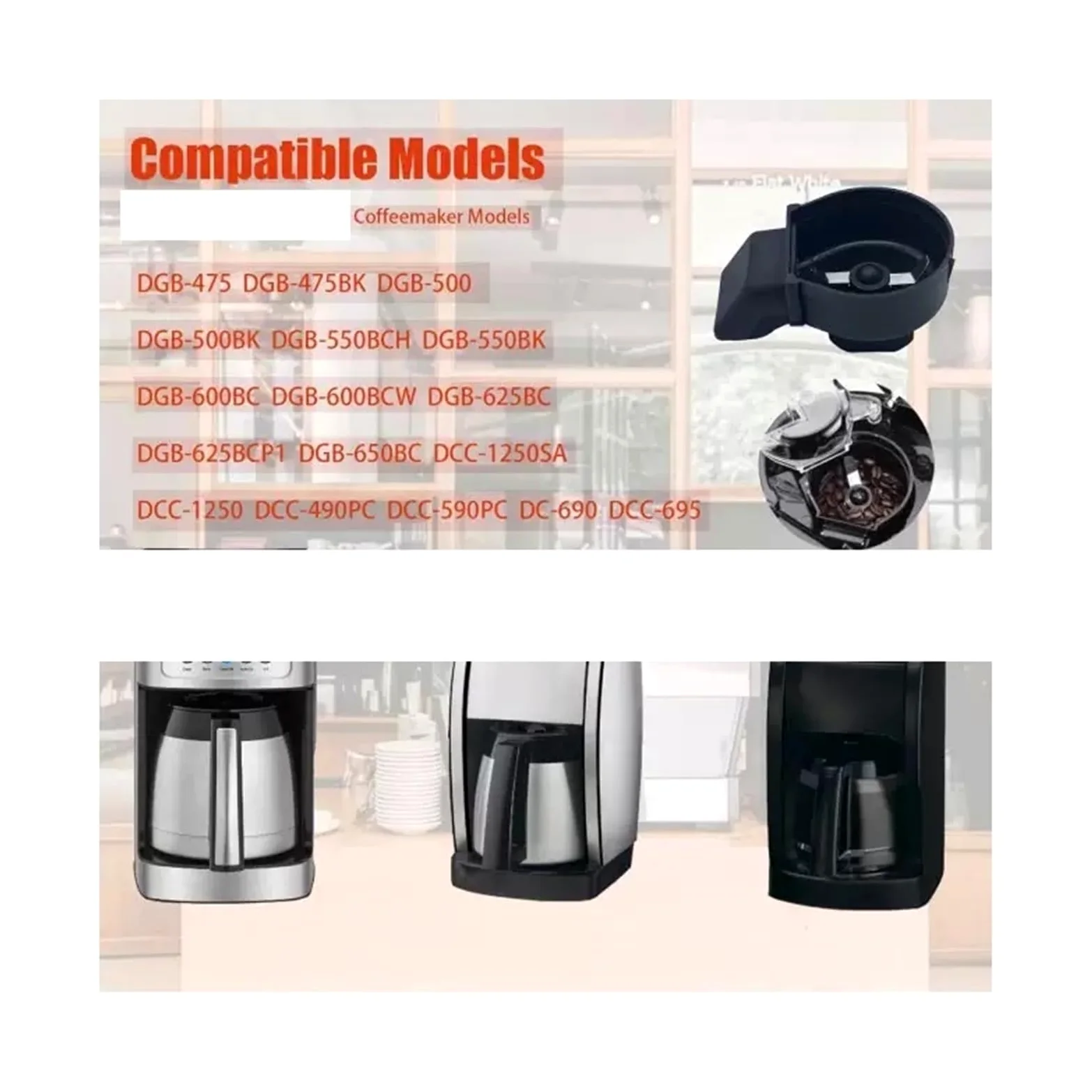Compatible For Cuisinart, DGB-500GRD DGB-475 DG-500BCH DGB-475BK DGB-650BC 3066 3067 Cesta For Molinillo Cafetera Accesorio For Máquina De Café Expreso Reemplazo(Blade)