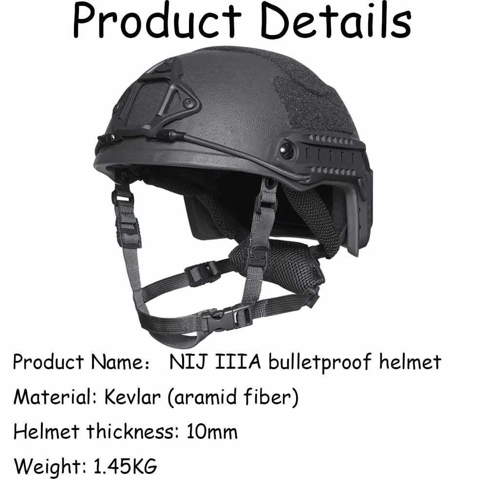 Táctico NIJ IIIA Estándar Kevlar Negro Ejército Rápido A Prueba De Balas Casco Balístico Militar, con Un Peso De 1,45 Kg, con Bolsa De Almacenamiento Casco (Color : G)