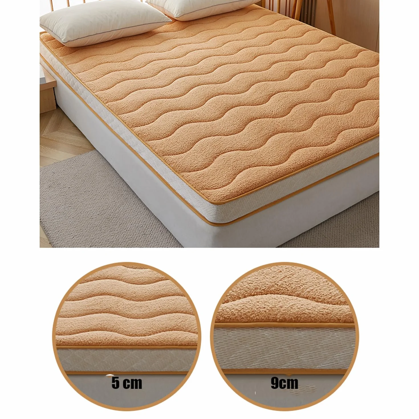 ZLZNX Colchón de futón cómodo Plegable invitado fácil Suave reemplazo Pad Fondo Antideslizante,2,120x200cmx 9cm