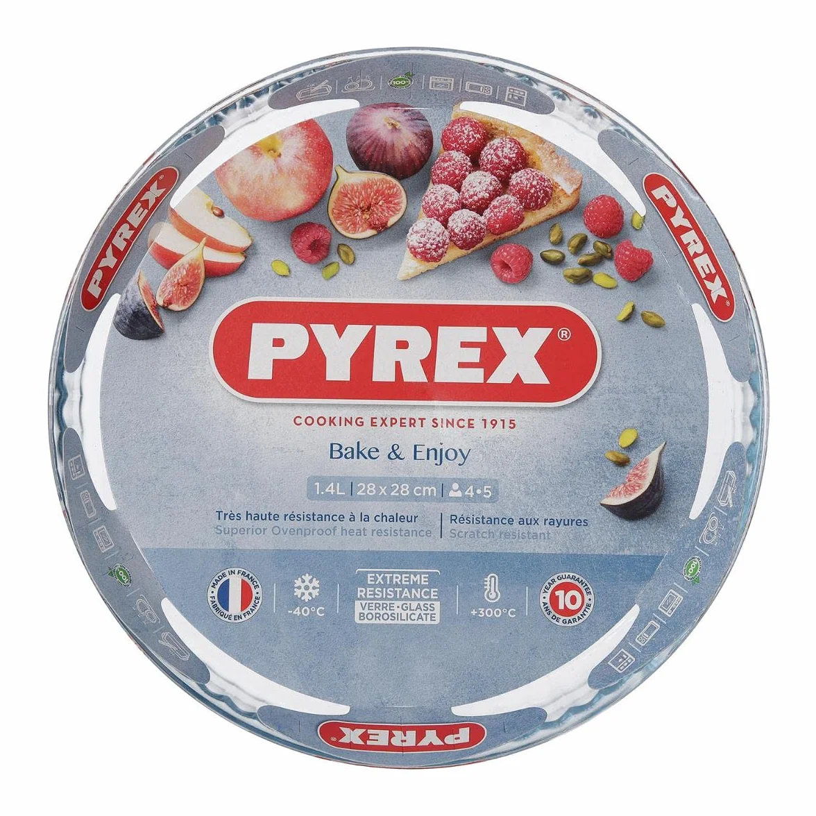 PYREX Classic Vidrio Molde Plano para Tarta, 28 x 28 cm, 1.4 L