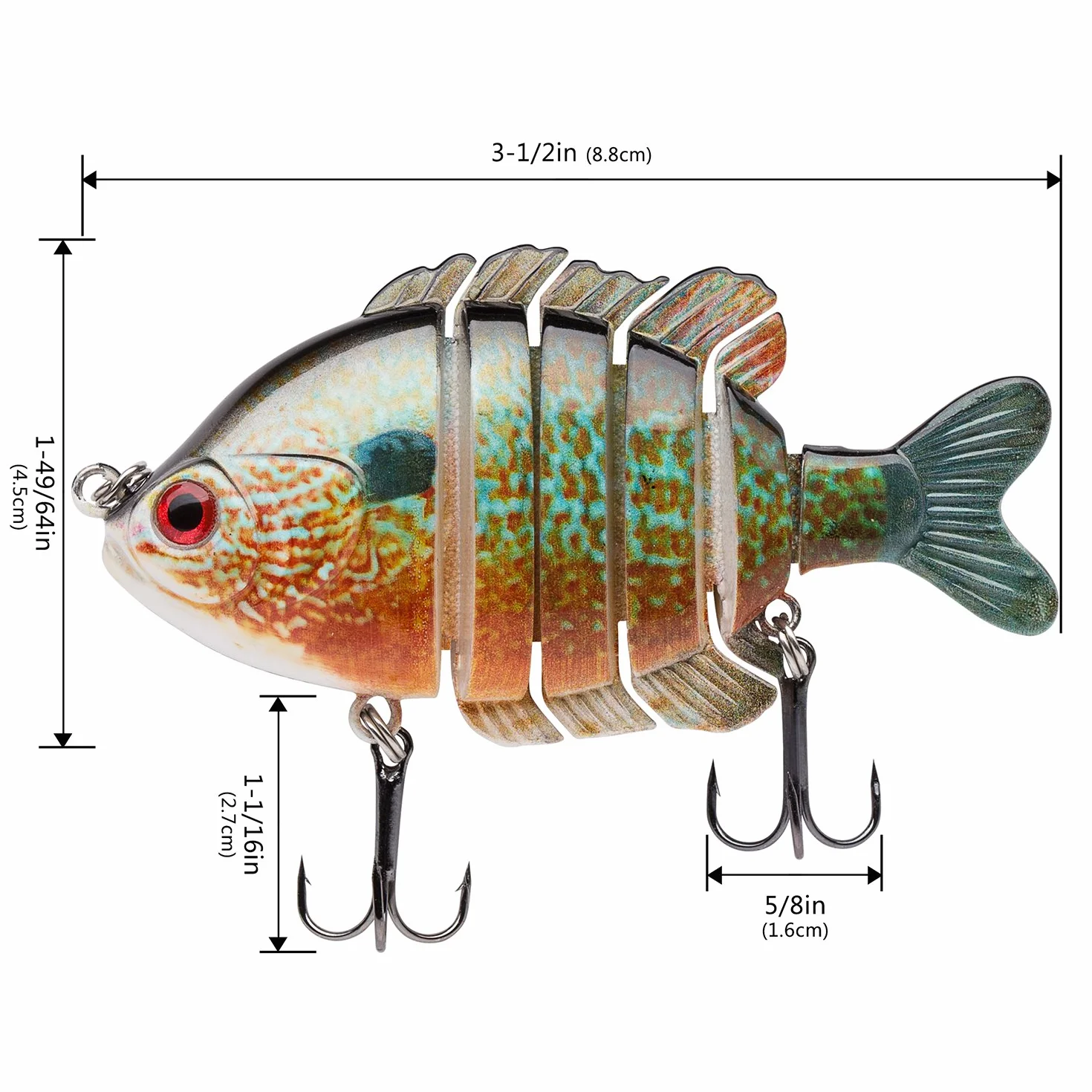 BASSDASH SwimPanfish Bluegill - Señuelo de natación para bajo Duro, 8,9 cm, 24,1 g, 4 Colores (BPRL)