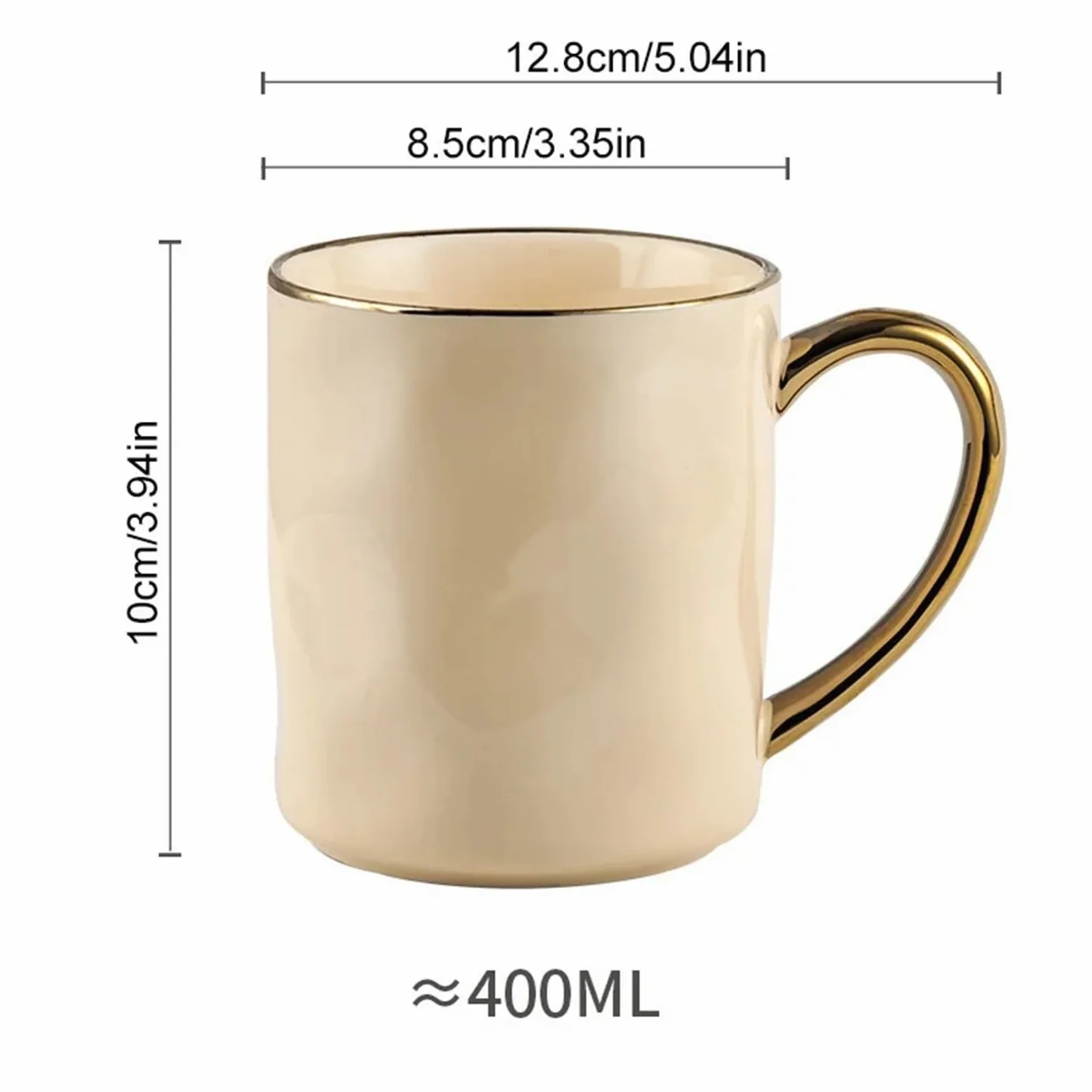 Taza con borde dorado y asa, tazas de café de cerámica, taza de té, leche, jugo, agua, regalo for pareja en casa, 2 uds. Para Boda(Light-grey)