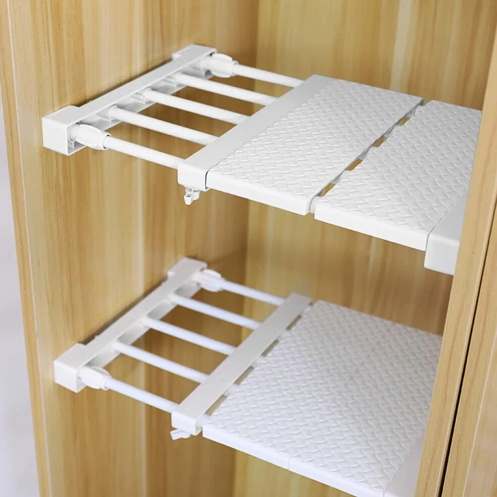 Estante Organizador de Armario de Ropa Extensible, Separadores de Armario de Bricolaje Ajustables, Estante de Tensión Separador para Armario, Armario, Baño, Cocina, Estantería (38‑55 cm)