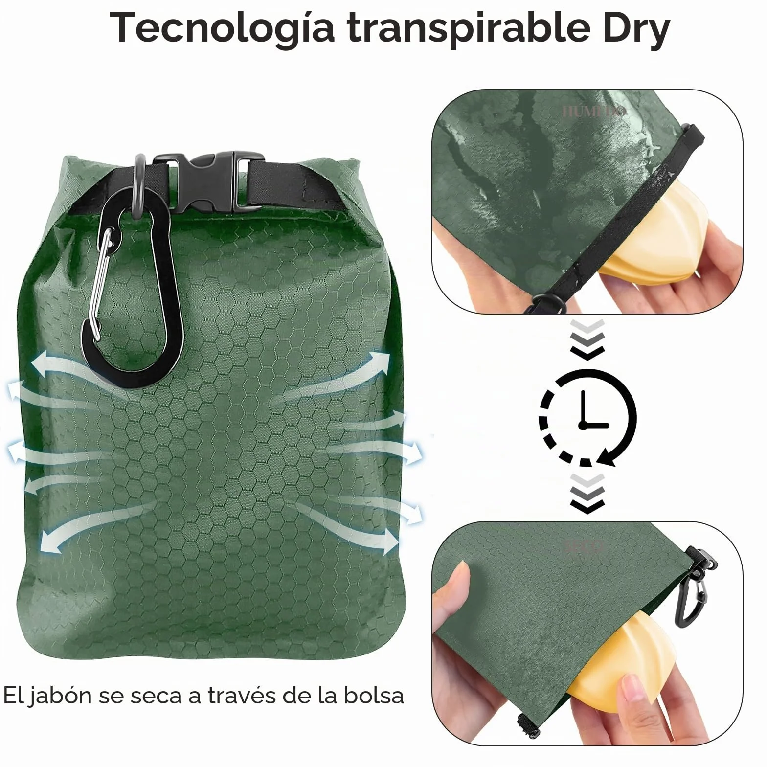 Contenedor de Jabón de Viaje Bolsa de Jabón Jabonera a Prueba de Fugas con Bolsa de Malla para Enjabonar y Gancho Jabonera de Secado Rápido Adecuado para Acampar y Actividades al Aire Libre (Verde)