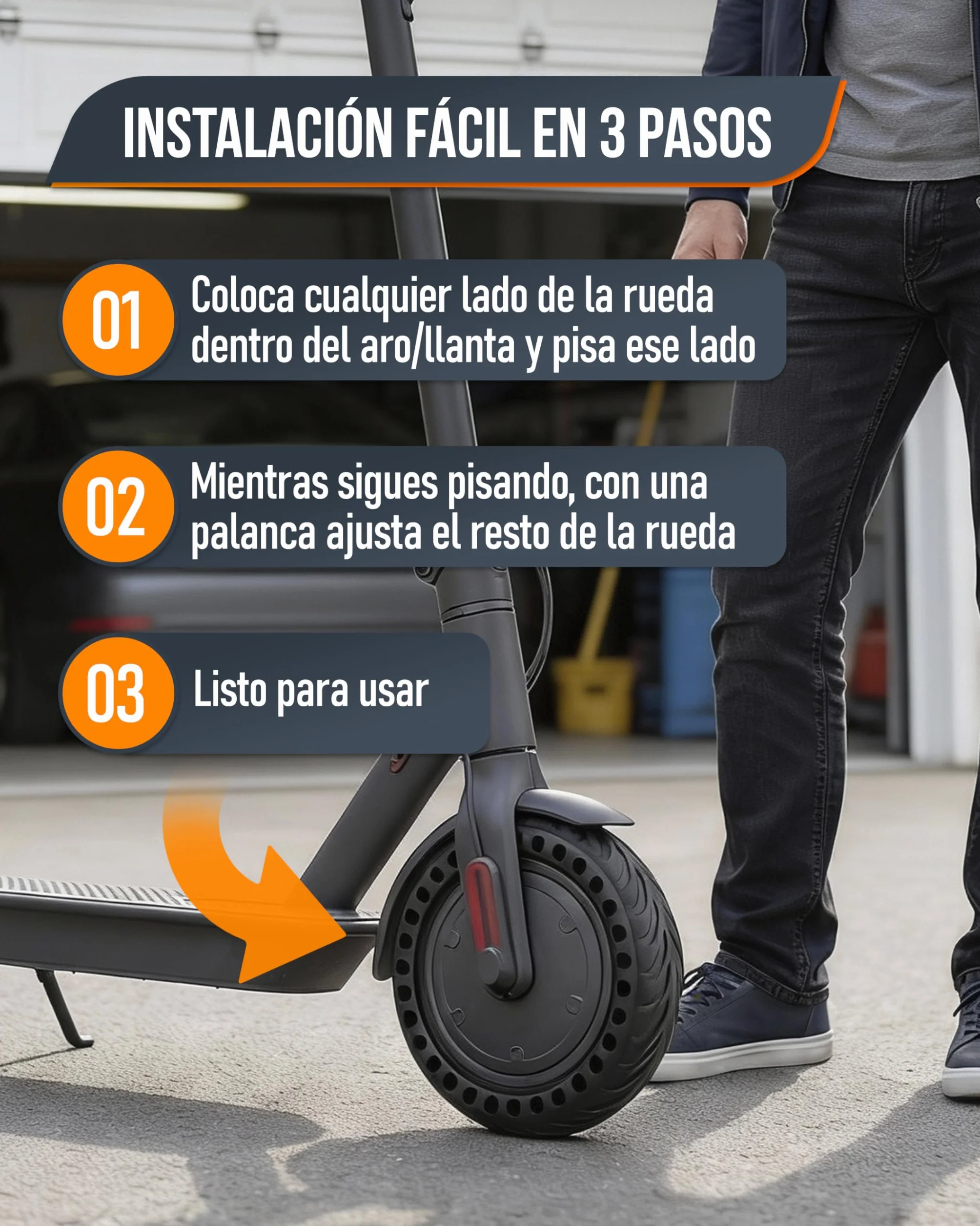 Rueda para Patinete Eléctrico 8,5 Pulgadas Neumático Antipinchazos Xiaomi M365/M365 Pro/M365 Pro2 Negro