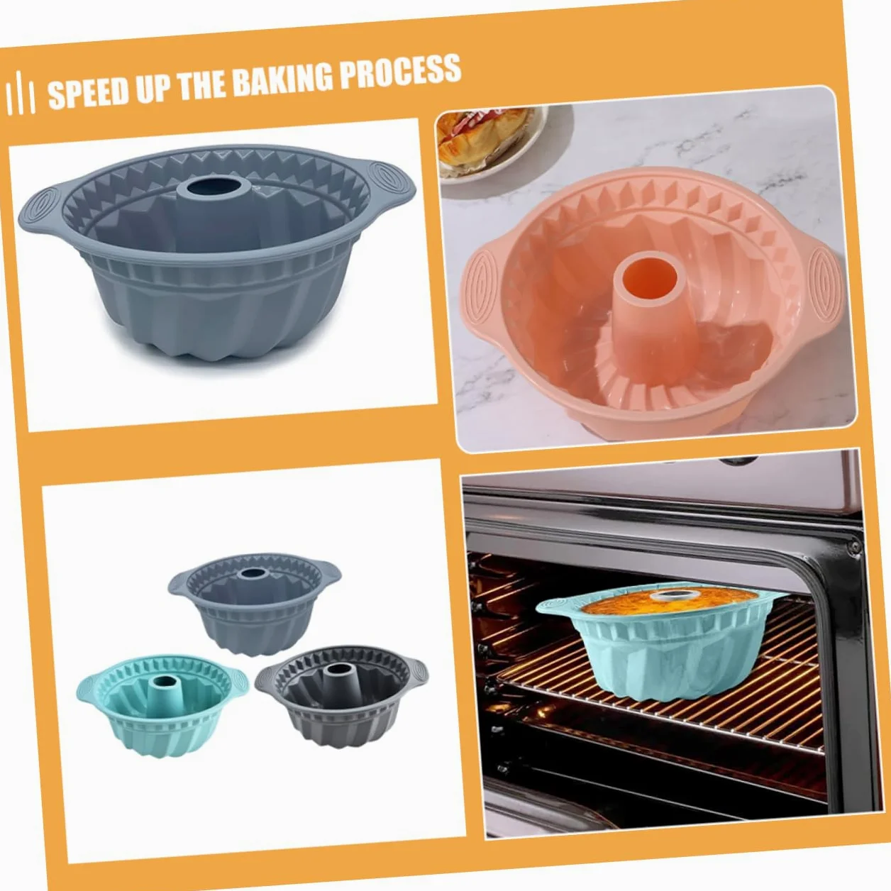 UKCOCO 3piezas Molde De Silicona para Tartas Redondas Molde Antiadherente para Repostería Casera De Silicona Acanalados para Hornear para De Tubo y Capacillos